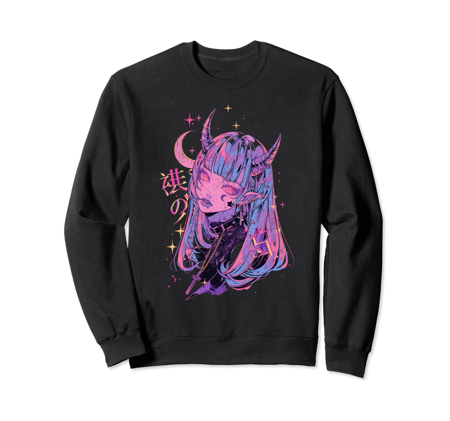 Goth Grunge Demon Anime Waifu Sweatshirt - Aesthetic Graphic for Adults - T-Shirt, Sweatshirt, Hoodie