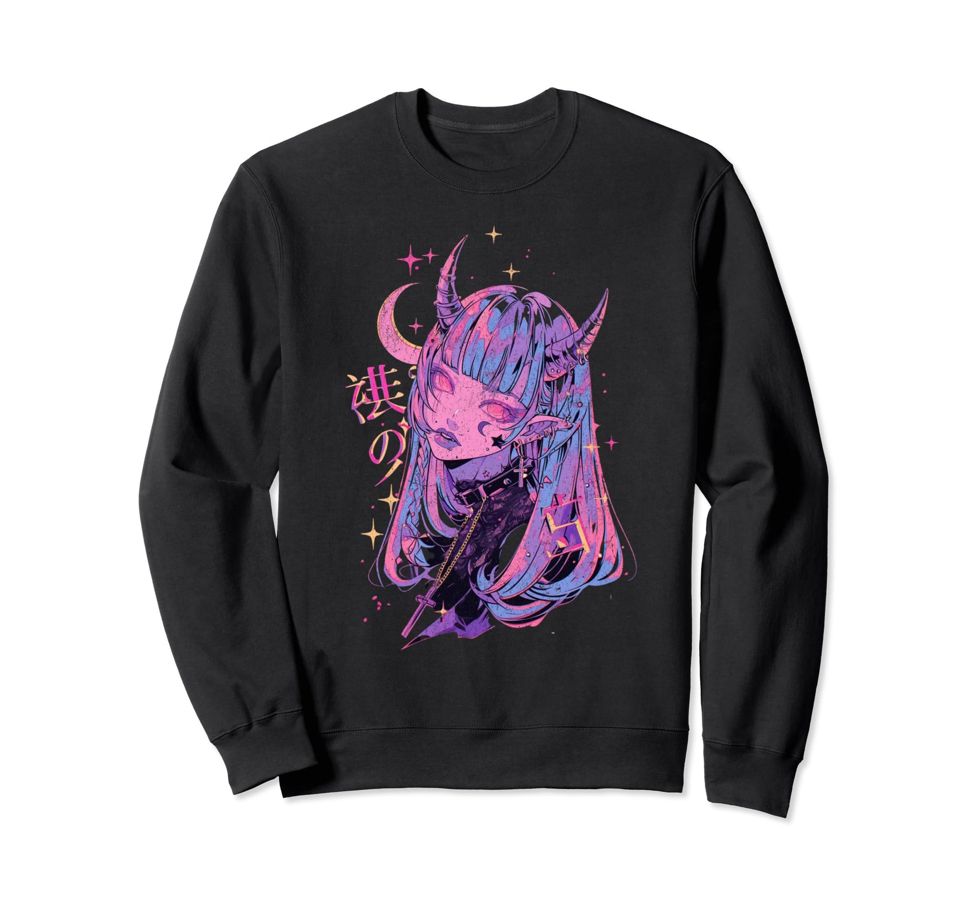 Goth Grunge Demon Anime Waifu Sweatshirt - Aesthetic Graphic for Adults - T-Shirt, Sweatshirt, Hoodie