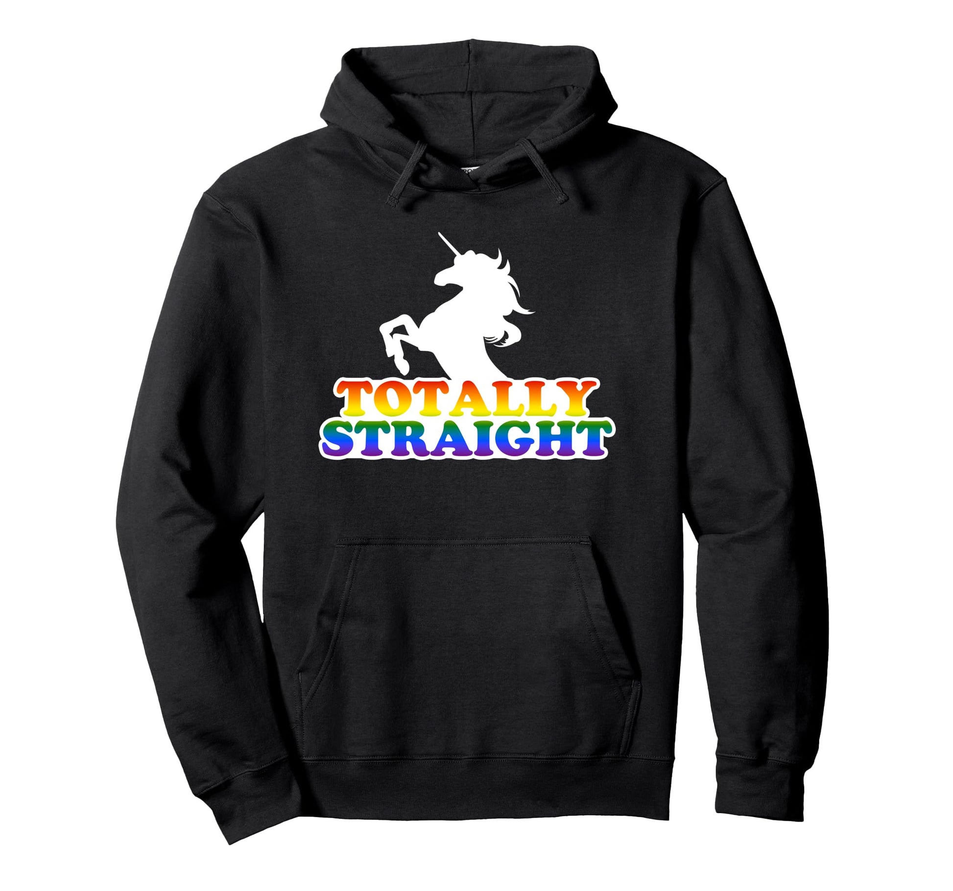 Totally Straight Funny Unicorn Lgbt Flag Hoodie - Minimalist Print Unisex - T-Shirt, Sweatshirt, Hoodie