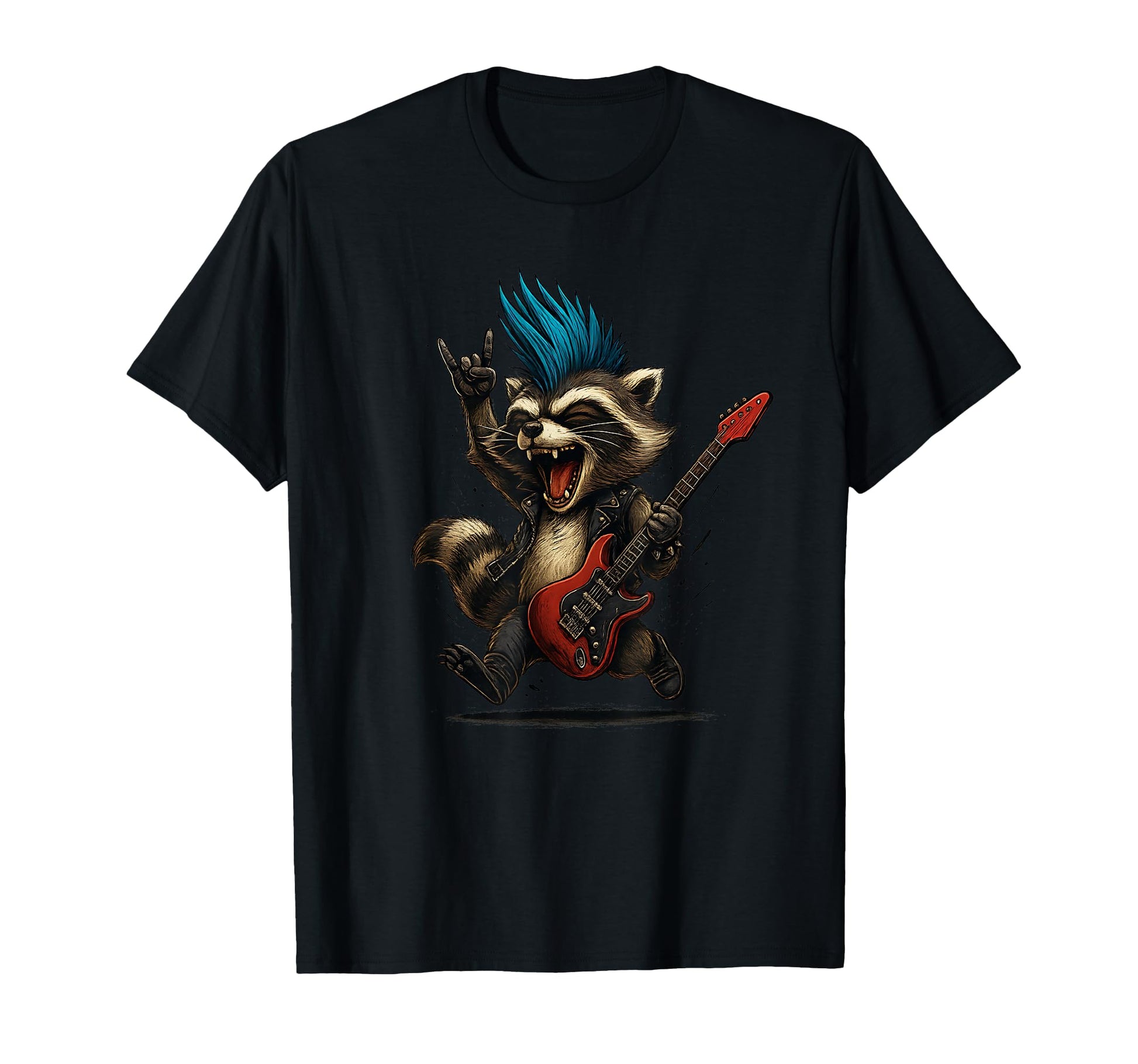 Raccoon Playing Guitar Rock Music T-Shirt - Custom Art Print Men Women - T-Shirt, Sweatshirt, Hoodie