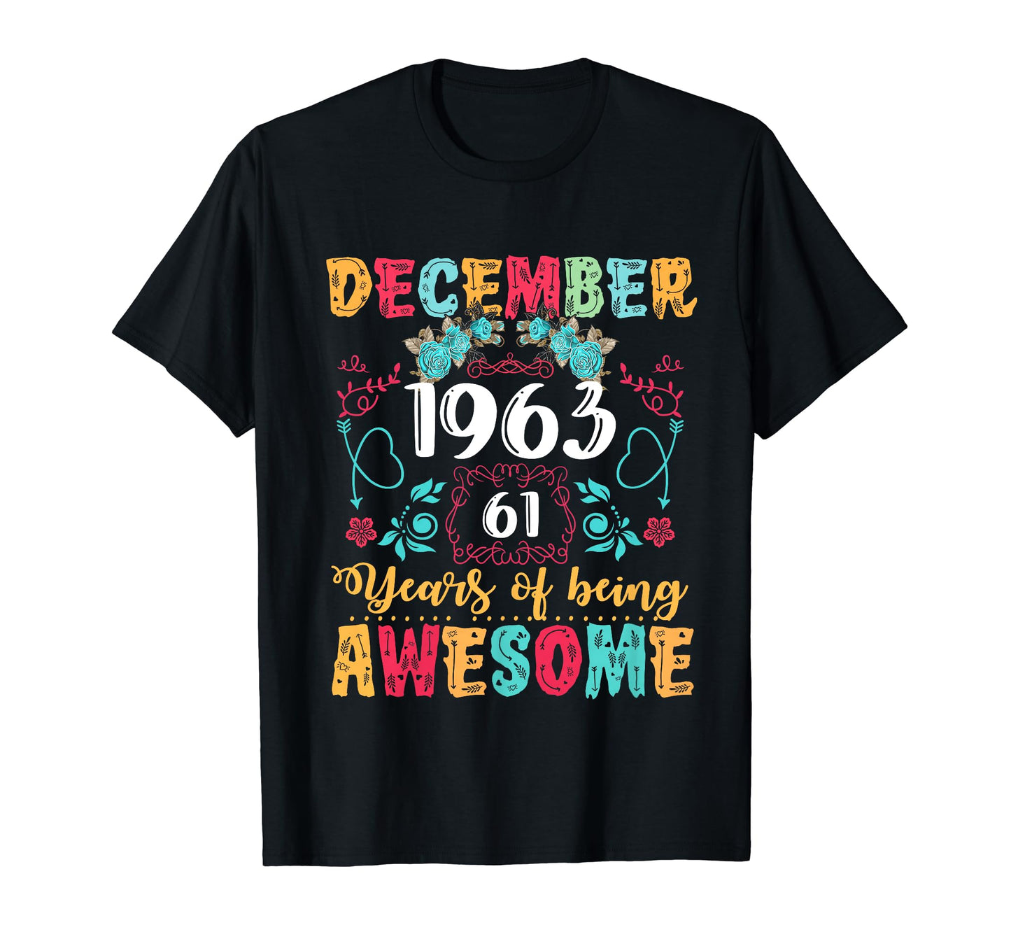 Made December 1963 61St Birthday Boho T-Shirt - Minimalist Print Men Women - T-Shirt, Sweatshirt, Hoodie