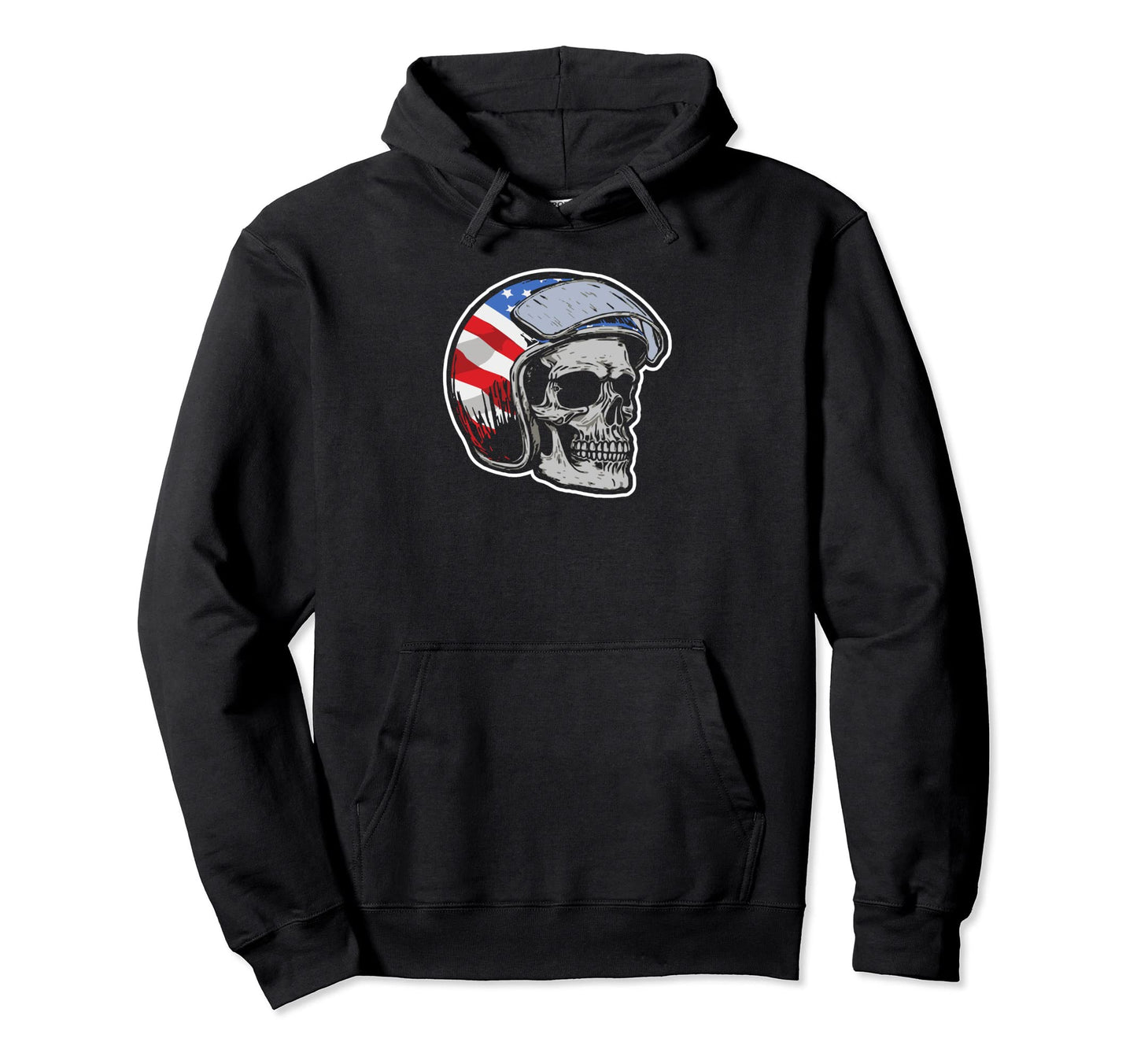 Skull Motorcycle Helmet Biker Hoodie - Casual Everyday Wear Men Women - T-Shirt, Sweatshirt, Hoodie