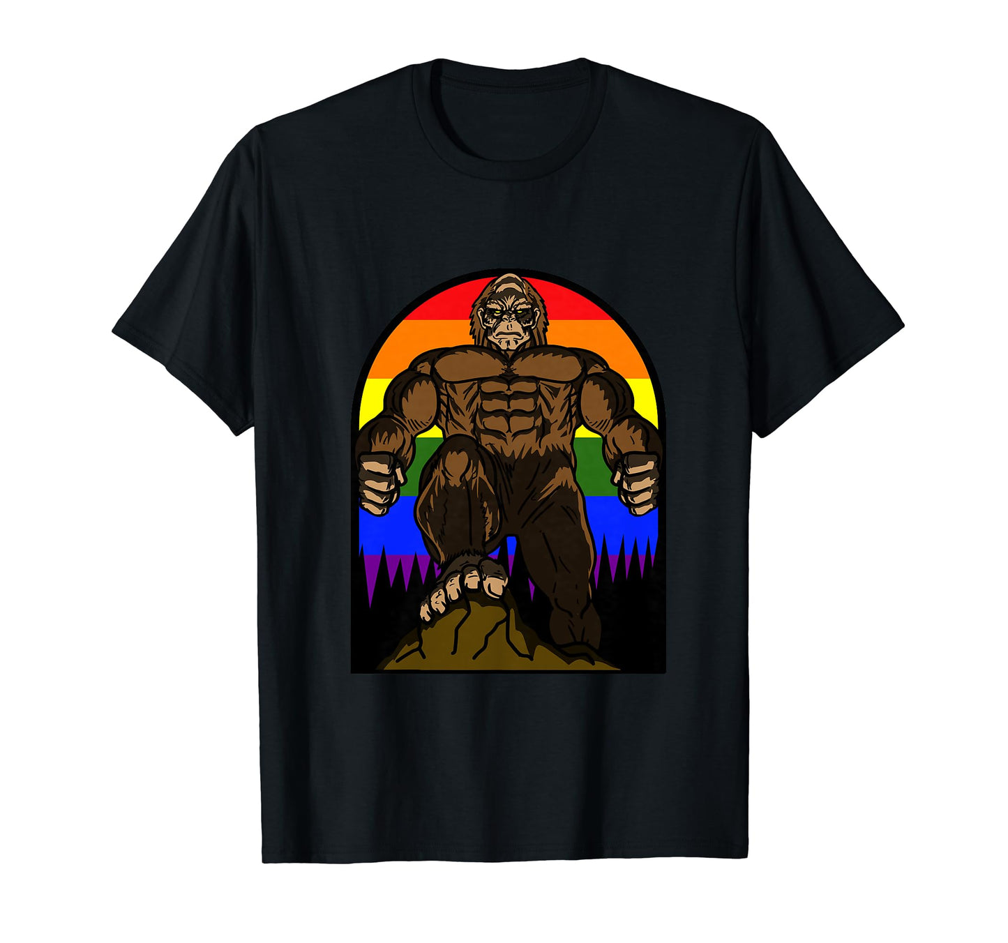 Gay Pride Bigfoot Lgbt Q Rainbow Flag T-Shirt - Minimalist Print Men Women - T-Shirt, Sweatshirt, Hoodie