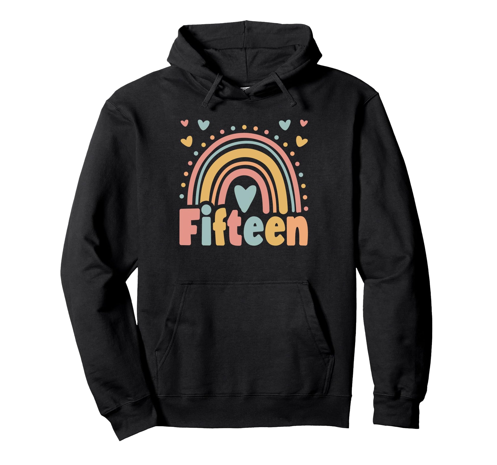 15 Year Old Boho Rainbow 15Th Birthday Hoodie - Unique Graphic Unisex - T-Shirt, Sweatshirt, Hoodie