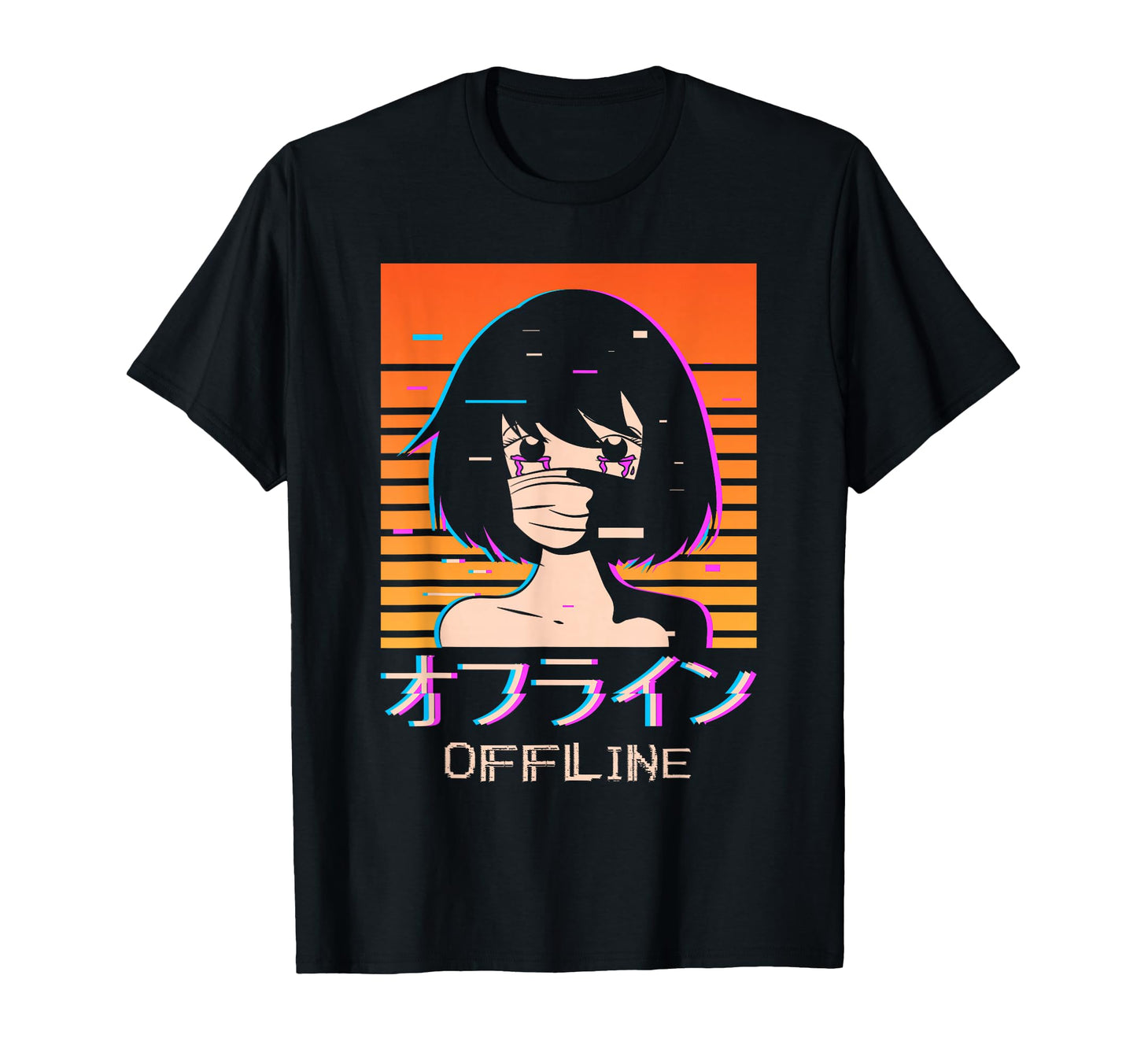 Sad Anime Offline Japanese Text T-Shirt - Streetwear Style for Adults - T-Shirt, Sweatshirt, Hoodie