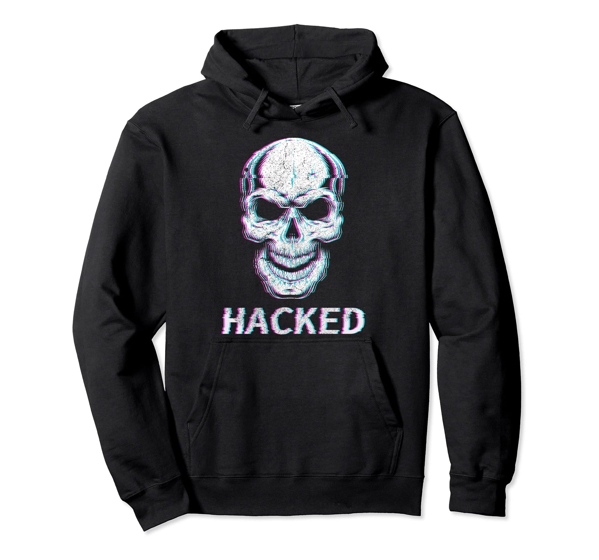 Glitch Skull Musician Skeleton Hoodie - Casual Everyday Wear for Adults - T-Shirt, Sweatshirt, Hoodie