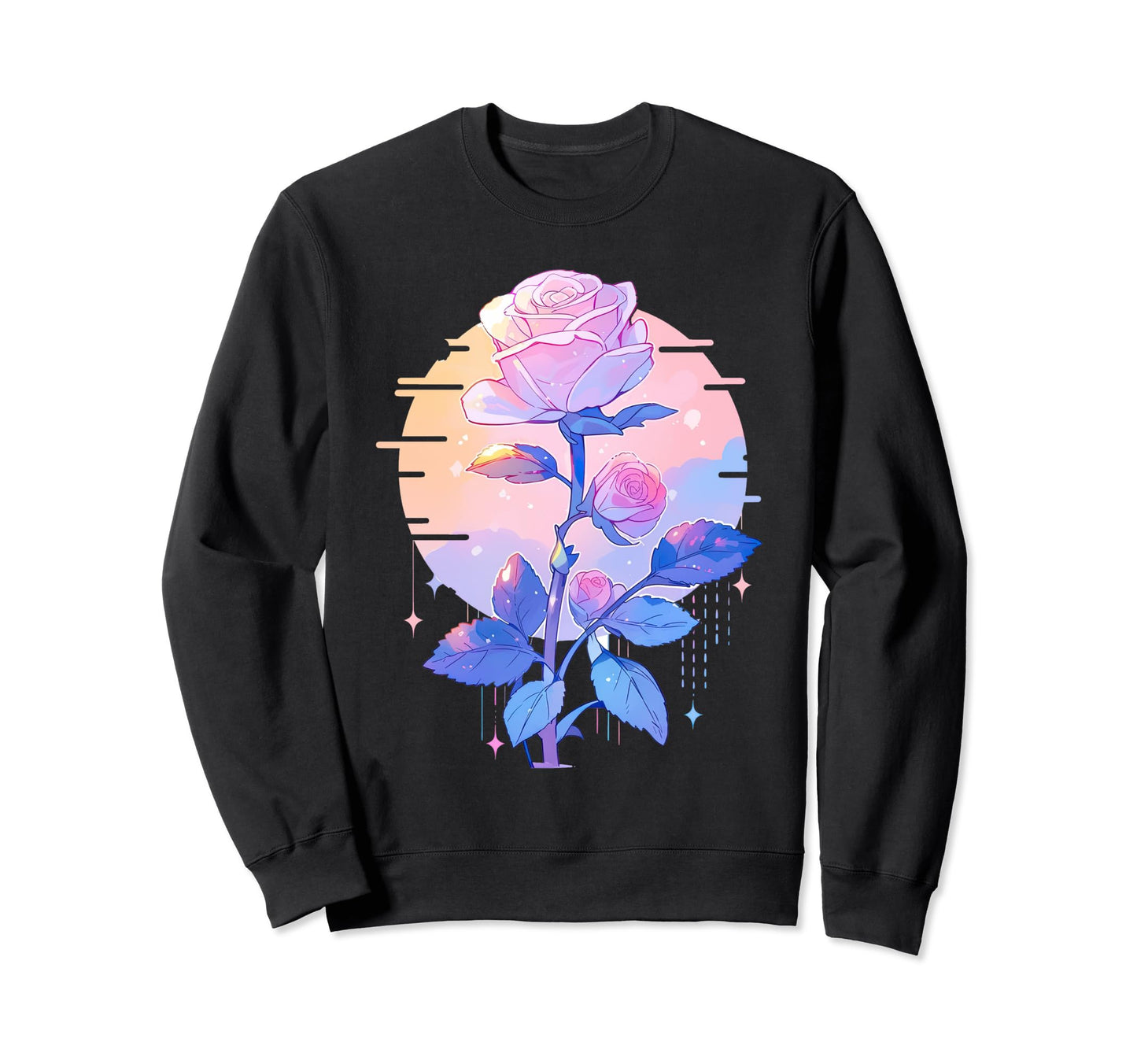 Rose Anime Flower Aesthetic Pastel Sweatshirt - Streetwear Style Men Women - T-Shirt, Sweatshirt, Hoodie