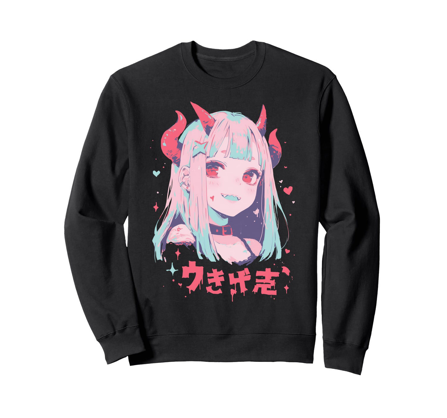 Goth Grunge Demon Anime Waifu Sweatshirt - Fun Novelty Design for Adults - T-Shirt, Sweatshirt, Hoodie