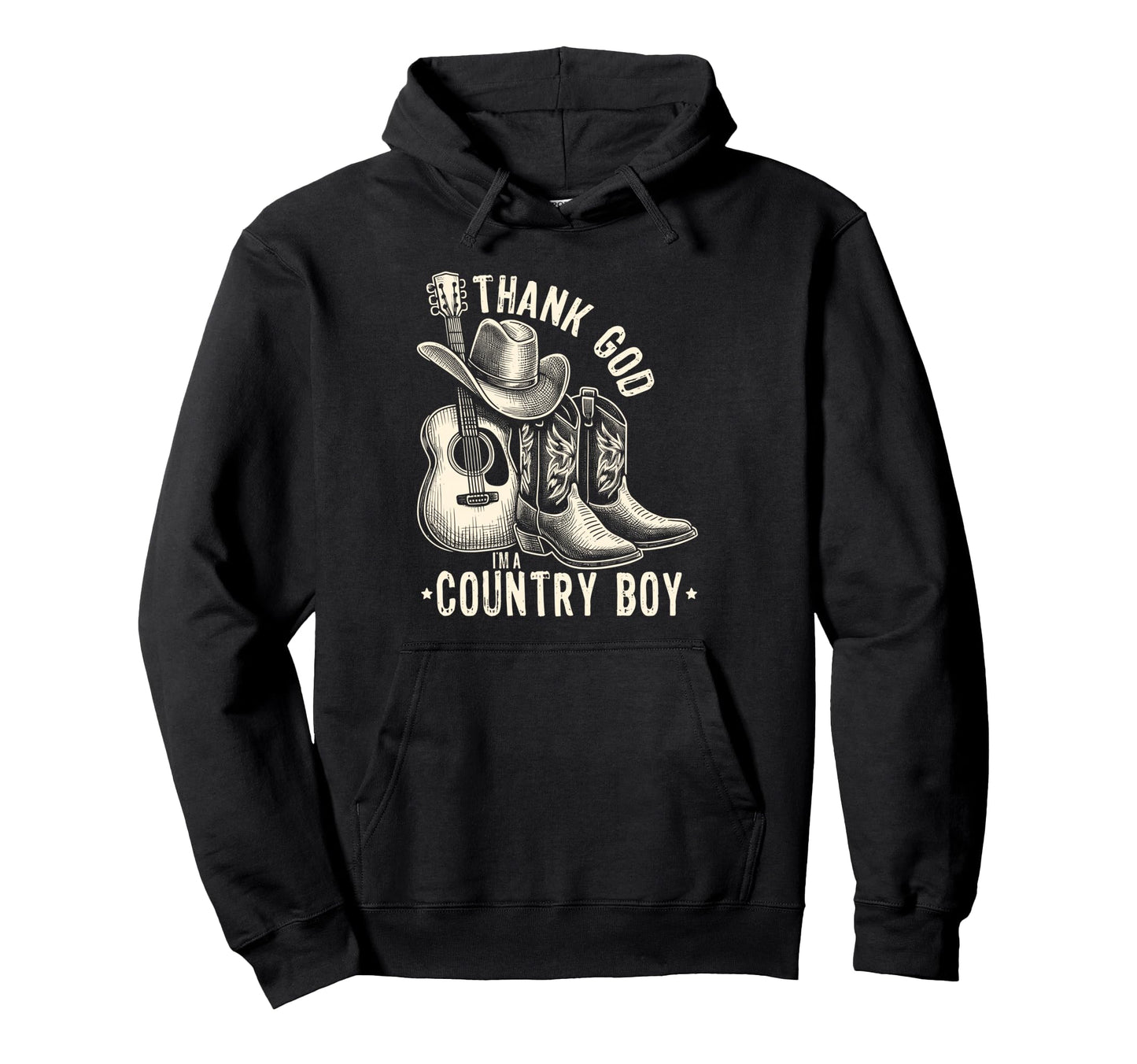 Thank God Im Country Music Cowboy Hoodie - Custom Art Print Men Women - T-Shirt, Sweatshirt, Hoodie