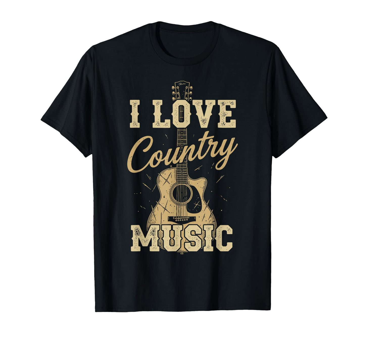 I Love Country Music Guitar T-Shirt - Casual Everyday Wear Men Women - T-Shirt, Sweatshirt, Hoodie