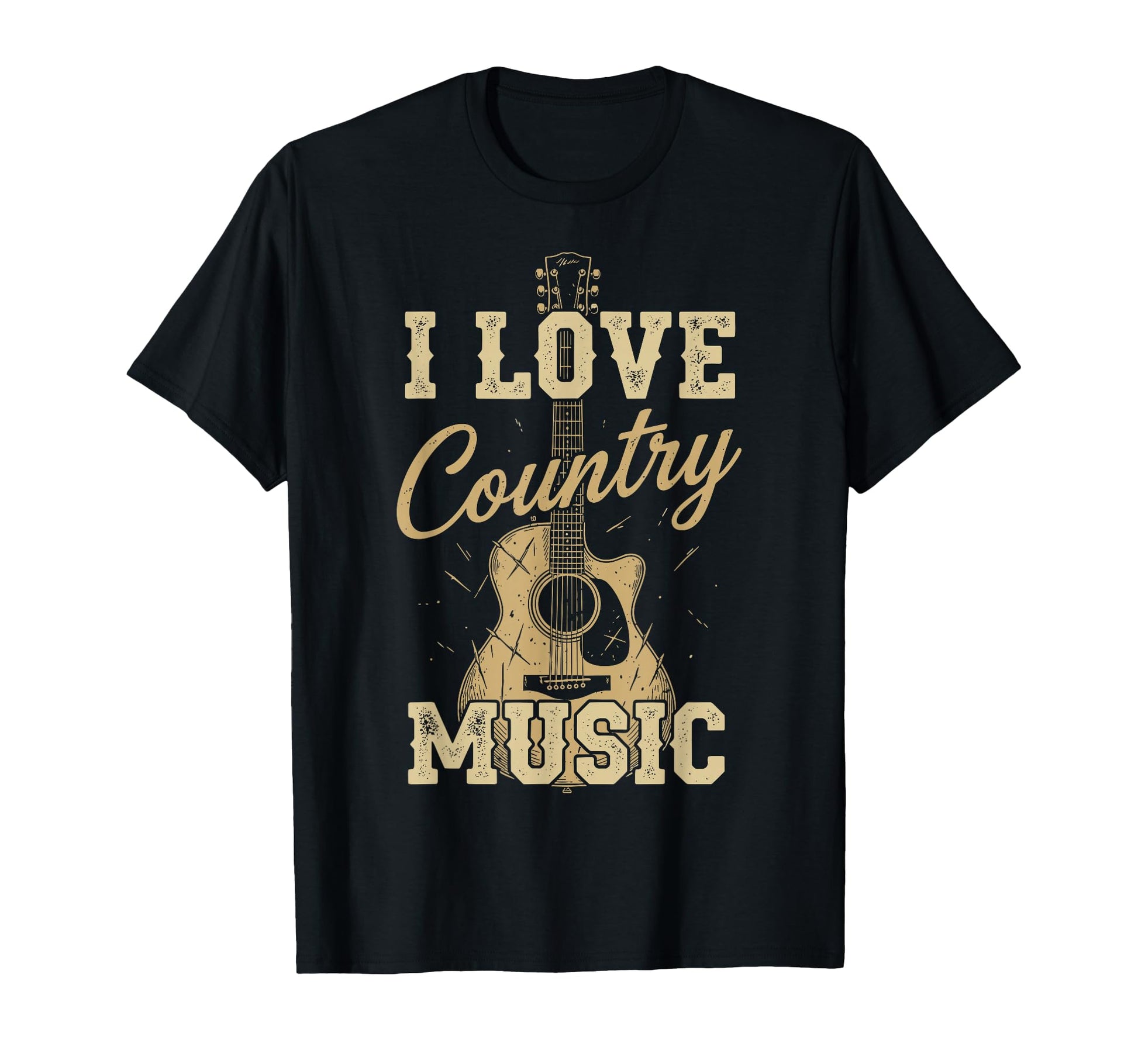 I Love Country Music Guitar T-Shirt - Casual Everyday Wear Men Women - T-Shirt, Sweatshirt, Hoodie