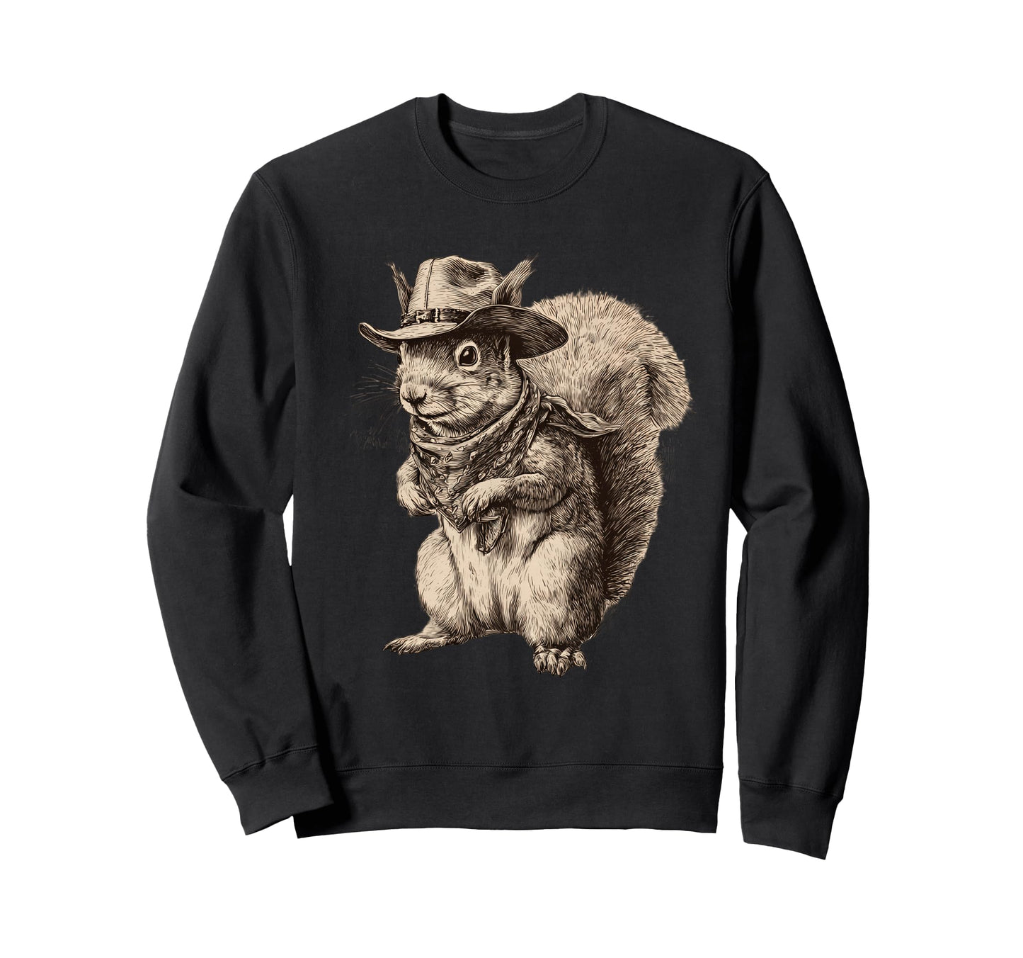 Squirrel Cowboy Rodeo Cowgirl Western Sweatshirt - Unique Graphic Unisex - T-Shirt, Sweatshirt, Hoodie