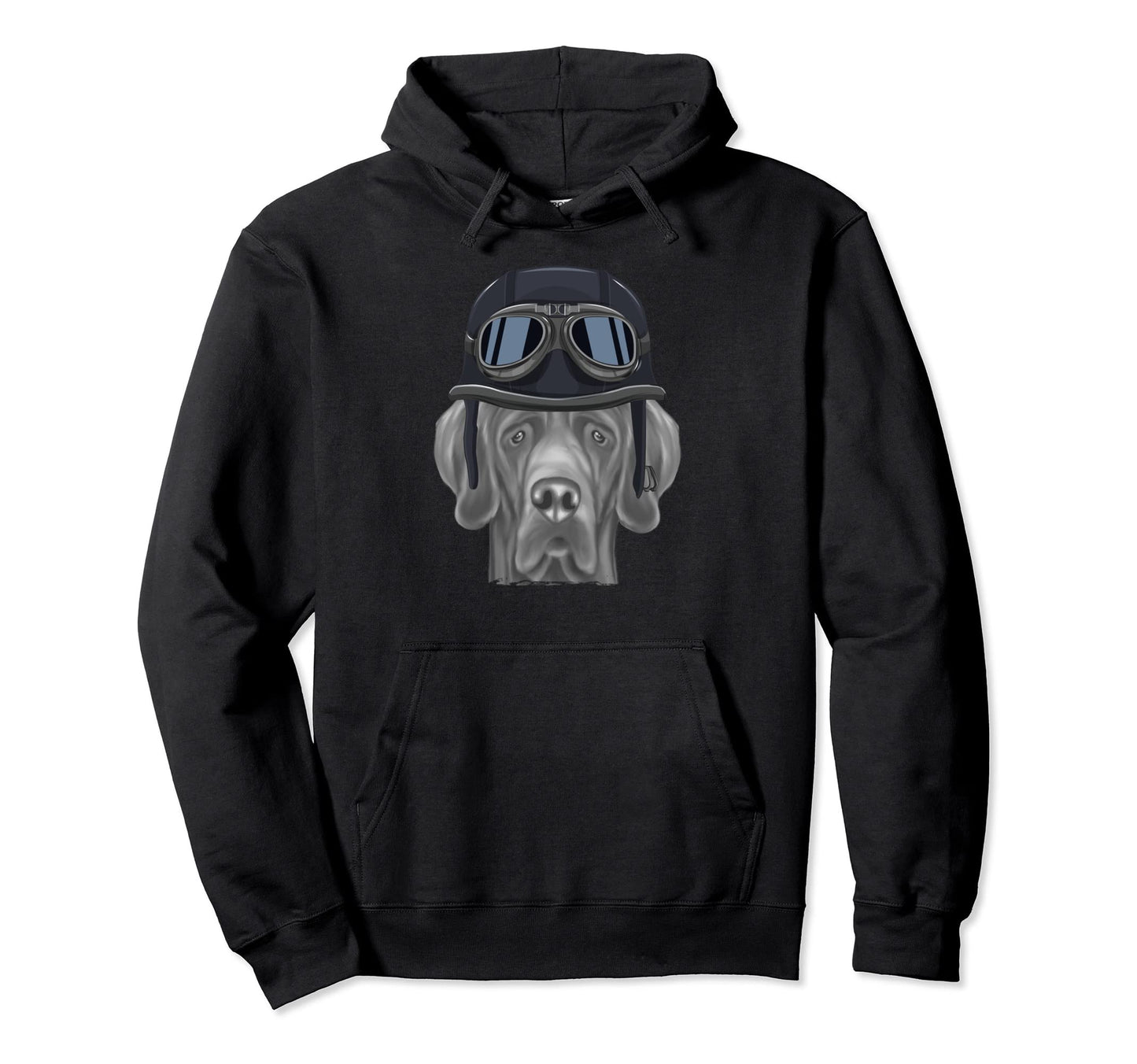Black Great Dane Wearing Motorcycle Hoodie - Streetwear Style Men Women - T-Shirt, Sweatshirt, Hoodie