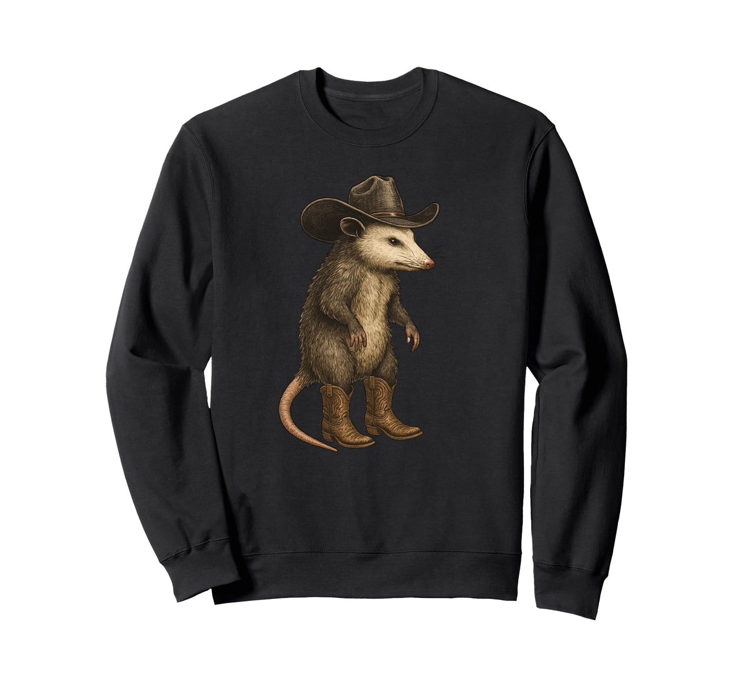 Possum Cowboy Cowgirl Square Sweatshirt - Minimalist Print for Adults - T-Shirt, Sweatshirt, Hoodie