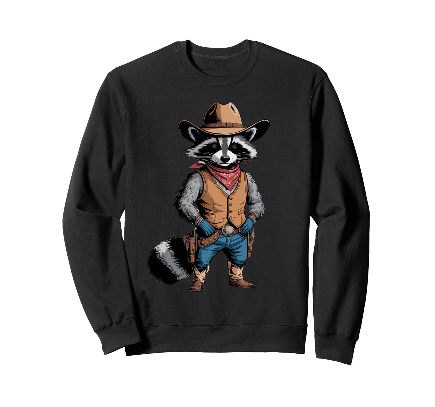 Raccoon Cowboy Cowgirl Trash Panda Sweatshirt - Unique Graphic Men Women - T-Shirt, Sweatshirt, Hoodie