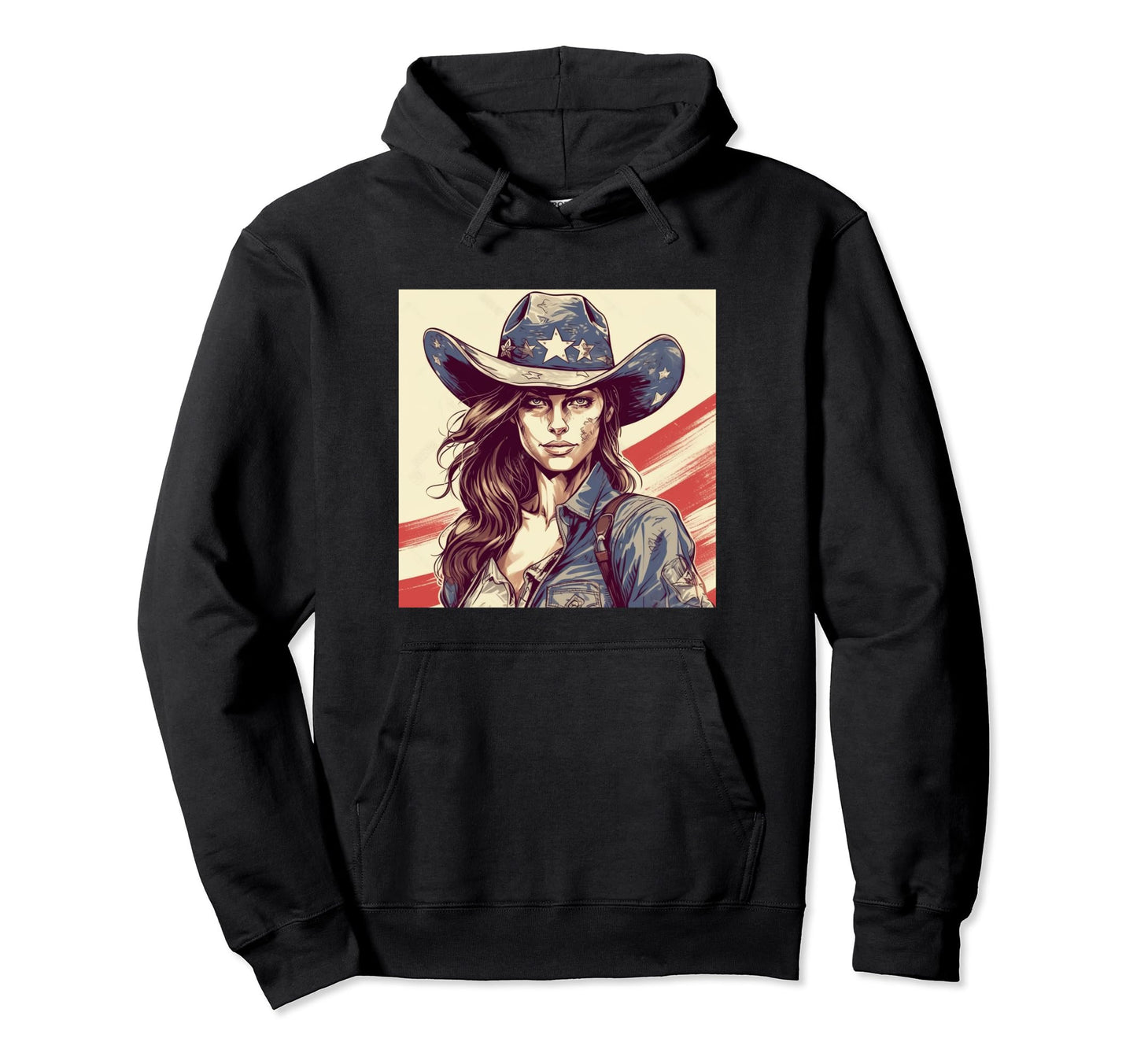 Cowgirl Cowboy Patriotic Cow And Hoodie - Fun Novelty Design for Adults - T-Shirt, Sweatshirt, Hoodie