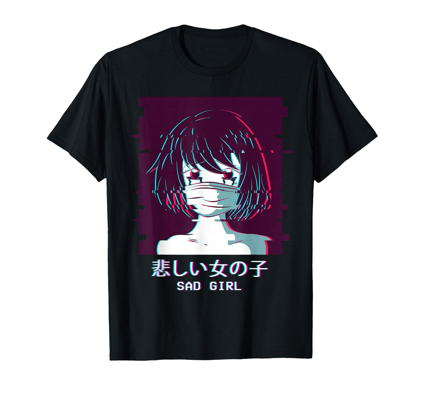 Sad Anime Vaporwave Aesthetic Japanese T-Shirt - Novelty Apparel for Adults - T-Shirt, Sweatshirt, Hoodie
