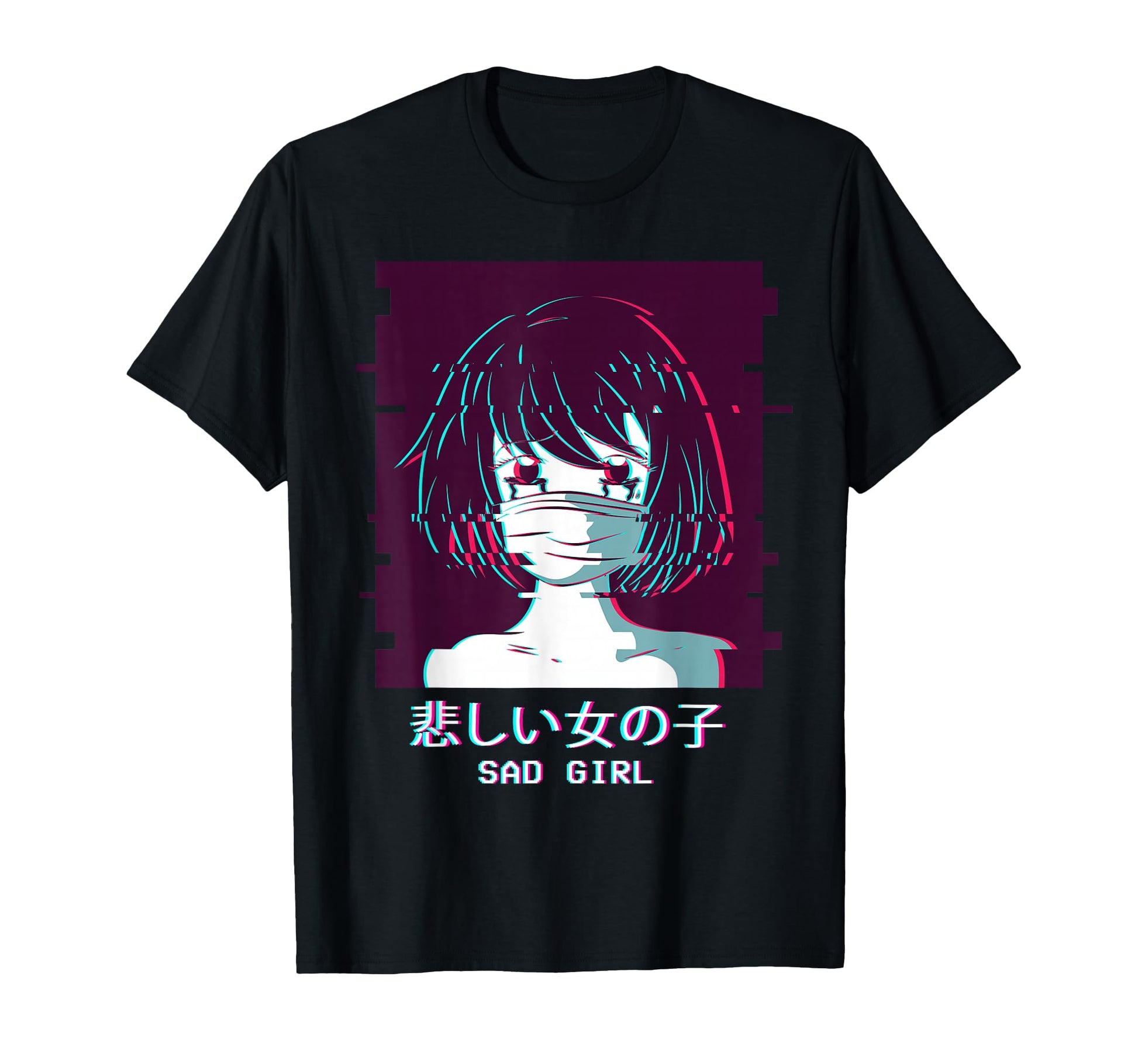 Sad Anime Vaporwave Aesthetic Japanese T-Shirt - Novelty Apparel for Adults - T-Shirt, Sweatshirt, Hoodie