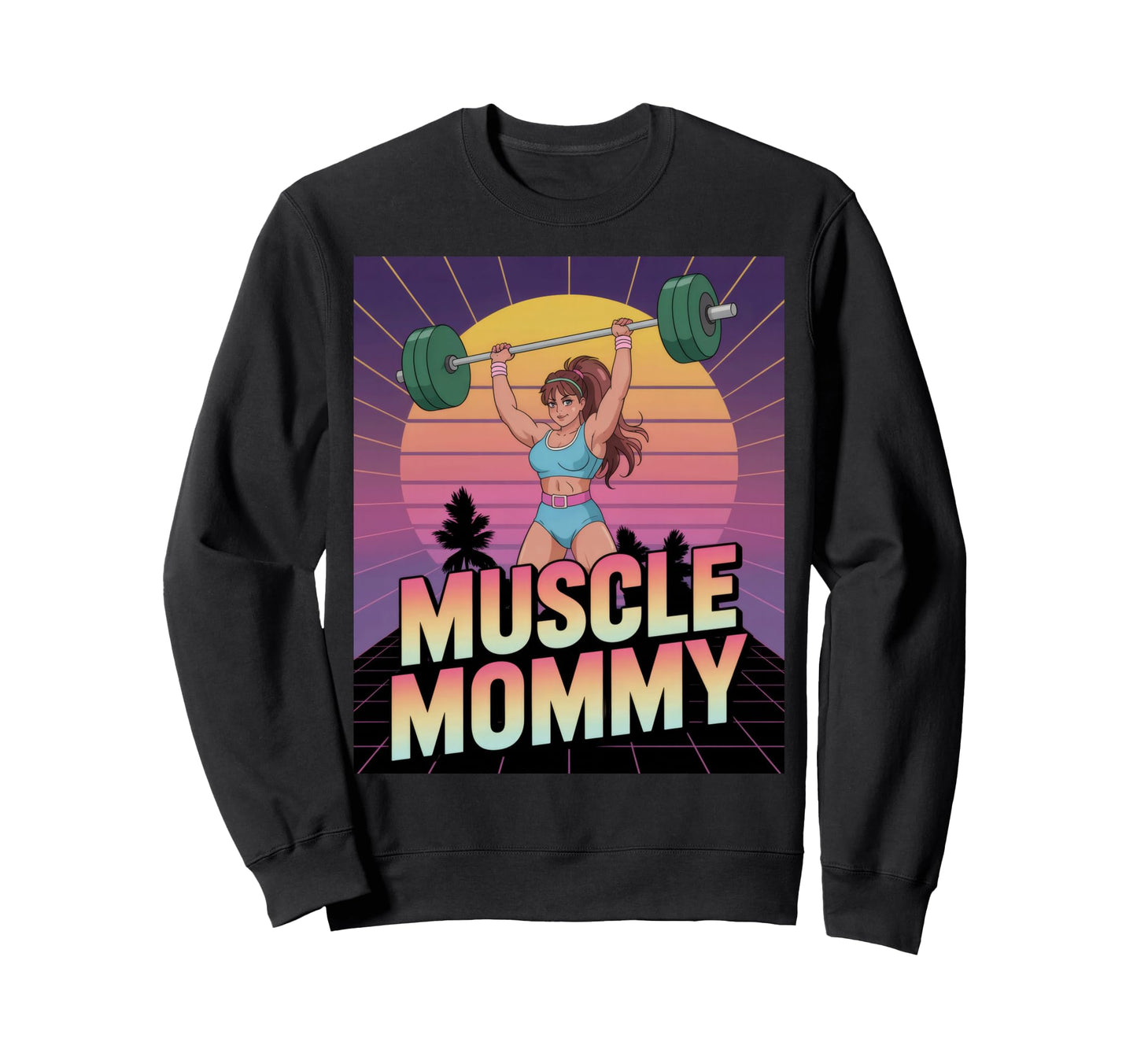 Anime Muscle Mommy Weightlifting Sweatshirt - Custom Art Print for Adults - T-Shirt, Sweatshirt, Hoodie