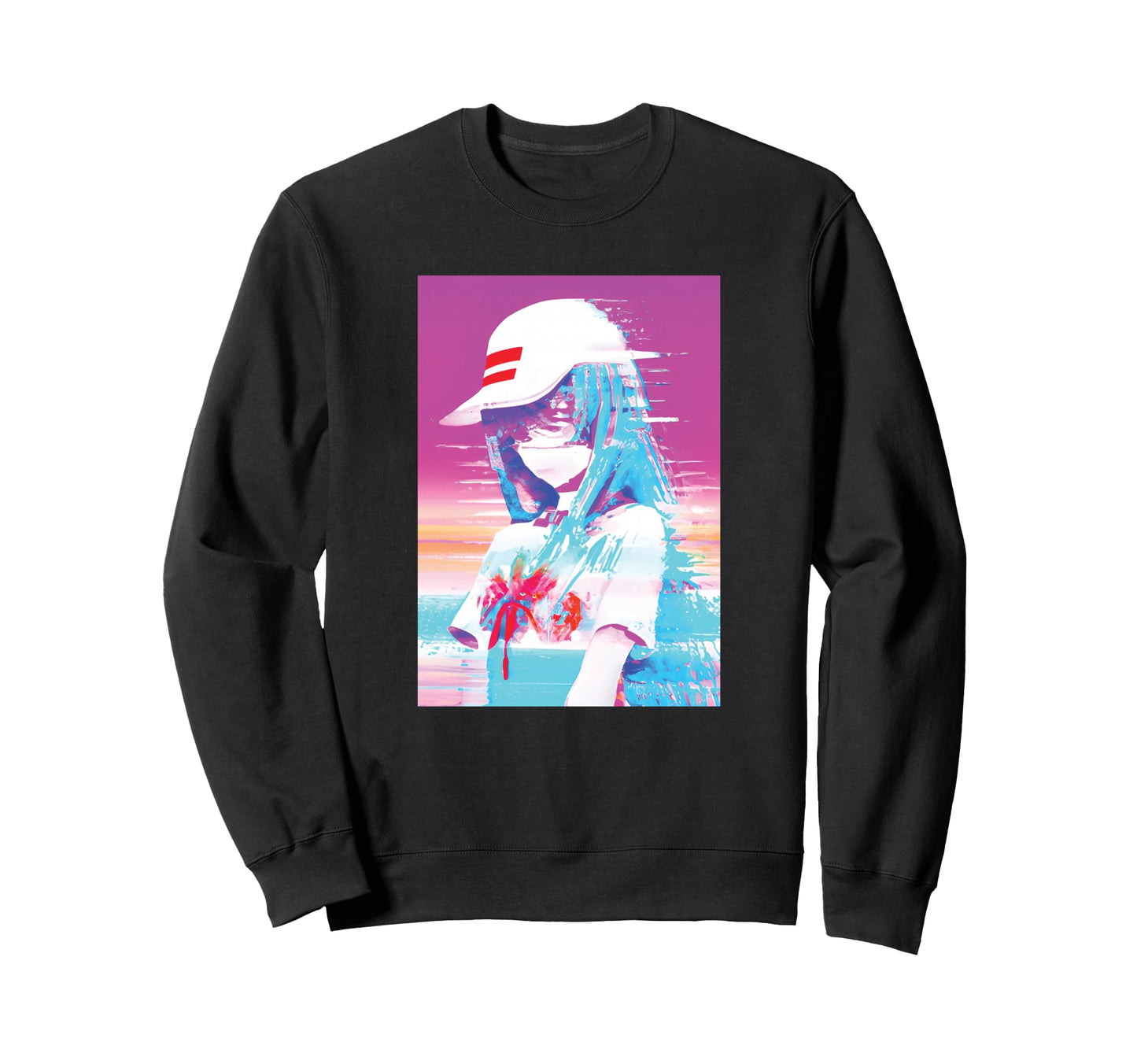 Anime Glitch Vaporwave Japanese Sweatshirt - Minimalist Print Men Women - T-Shirt, Sweatshirt, Hoodie