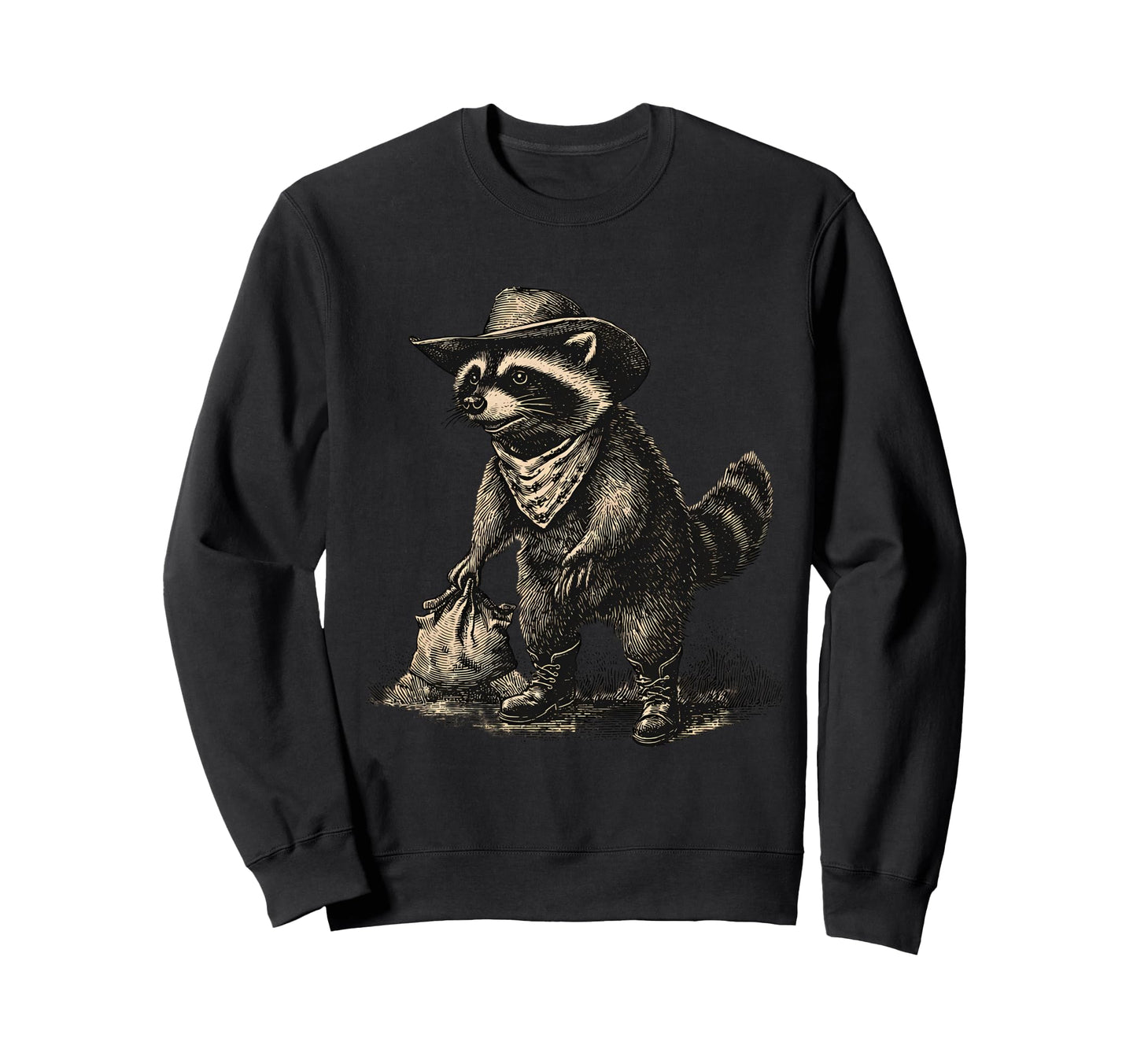 Raccoon Cowboy Rodeo Cowgirl Sweatshirt - Fun Novelty Design Unisex - T-Shirt, Sweatshirt, Hoodie