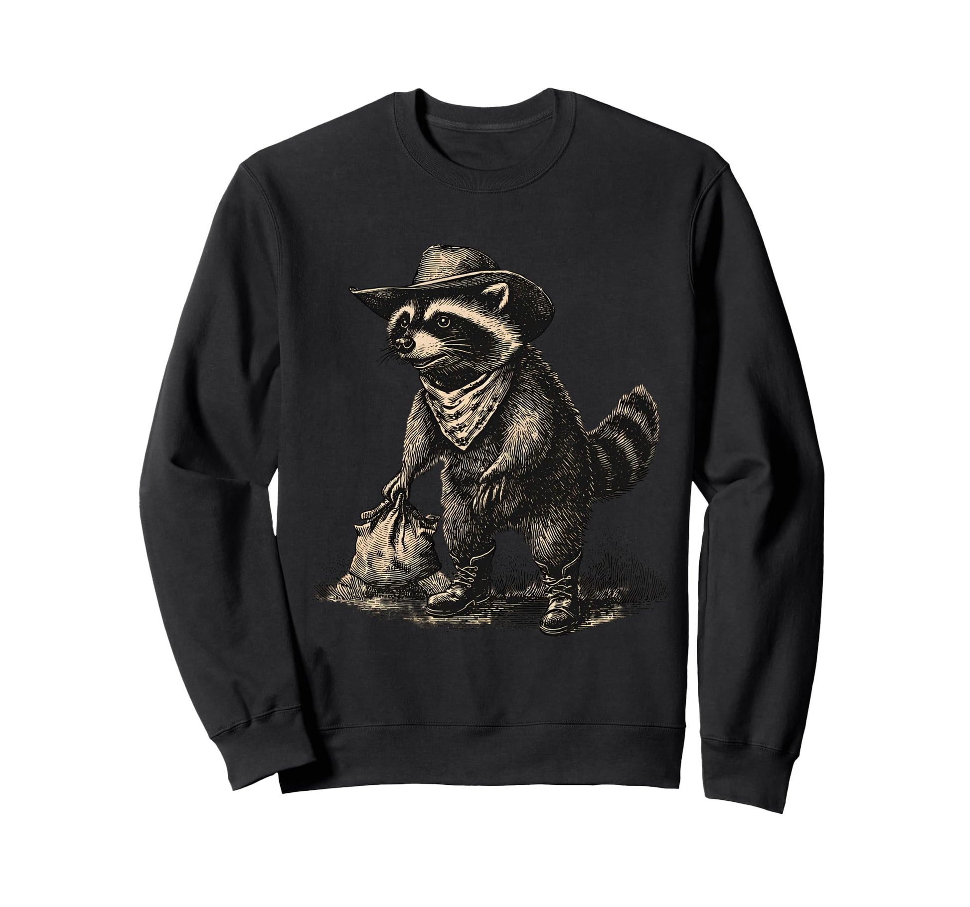 Raccoon Cowboy Rodeo Cowgirl Sweatshirt - Fun Novelty Design Unisex - T-Shirt, Sweatshirt, Hoodie