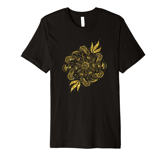 Boho Gold Flower Wildflower T-Shirt - Graphic Print Men Women - T-Shirt, Sweatshirt, Hoodie