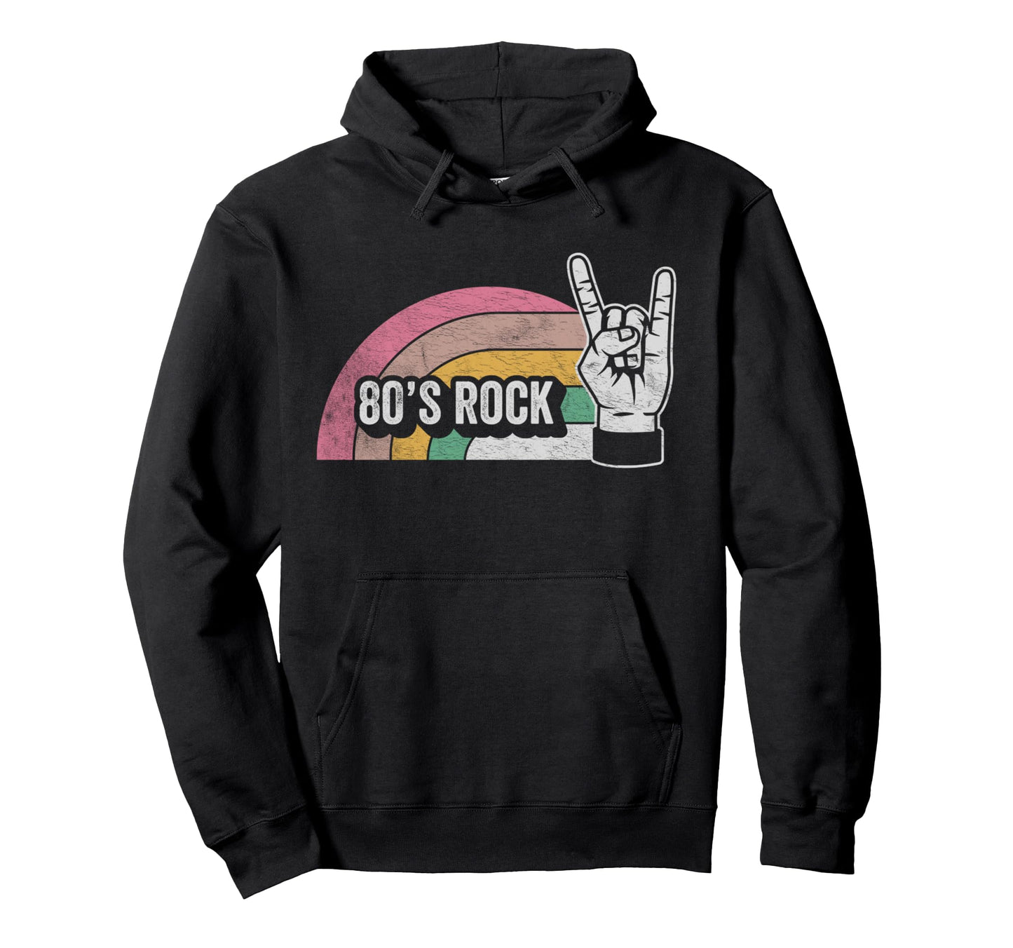 80S Rock Rainbow Hand Sign Hoodie - Custom Art Print Men Women - T-Shirt, Sweatshirt, Hoodie