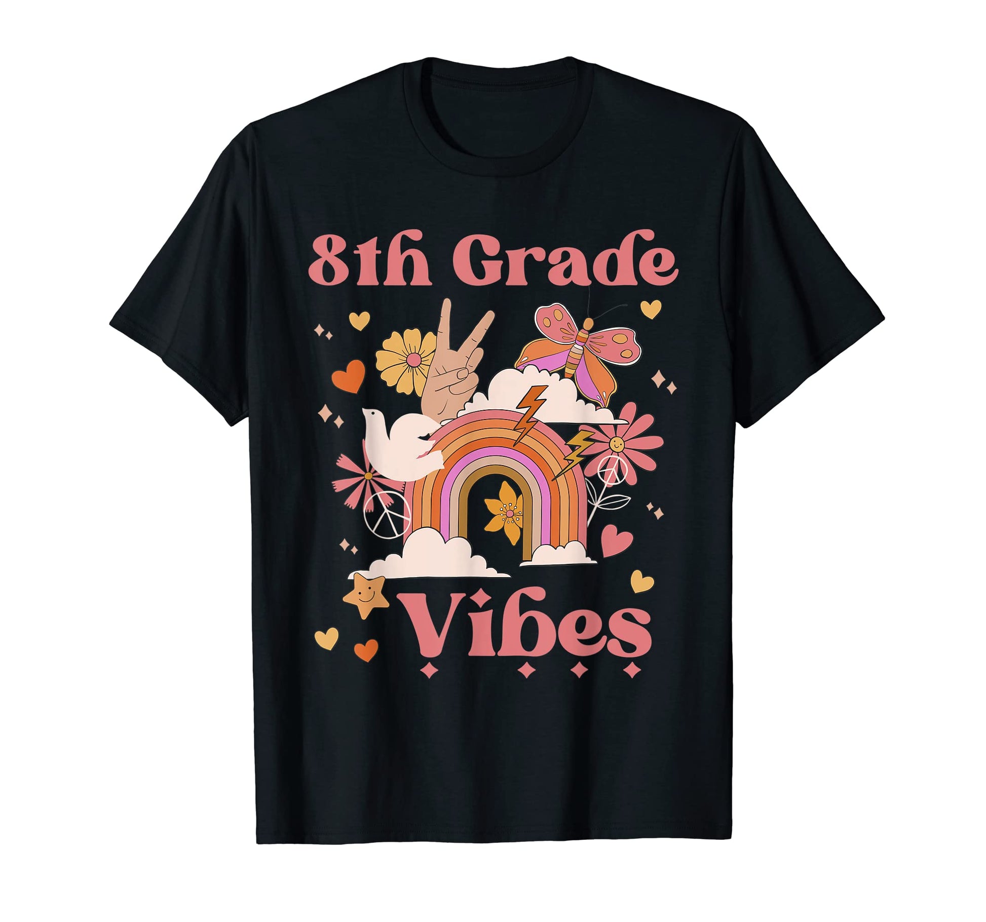 8Th Grade Vibes School Groovy Boho T-Shirt - Custom Art Print for Adults - T-Shirt, Sweatshirt, Hoodie