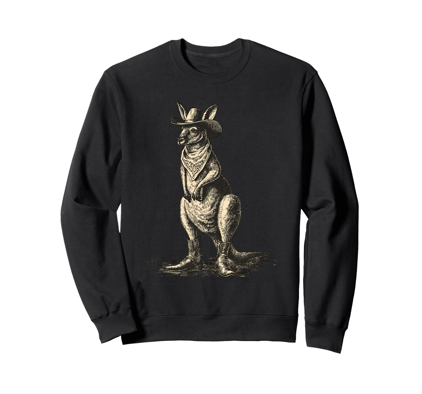 Kangaroo Cowboy Rodeo Australia Sweatshirt - Minimalist Print for Adults - T-Shirt, Sweatshirt, Hoodie