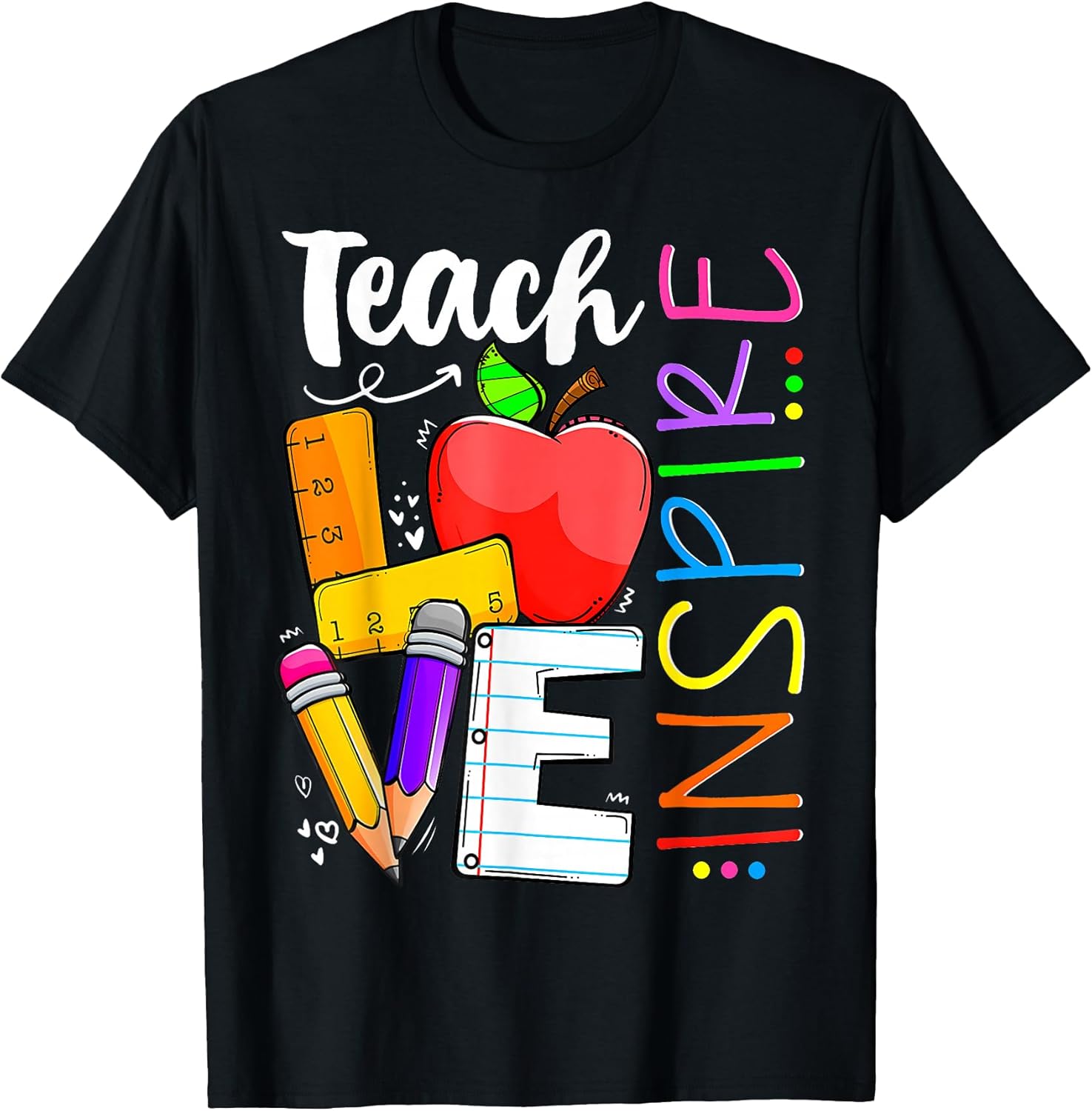 Teach Love And Inspire Men Women Teacher - Adult & Kids T-Shirts, Sweatshirts & Hoodies apparel design preview 1