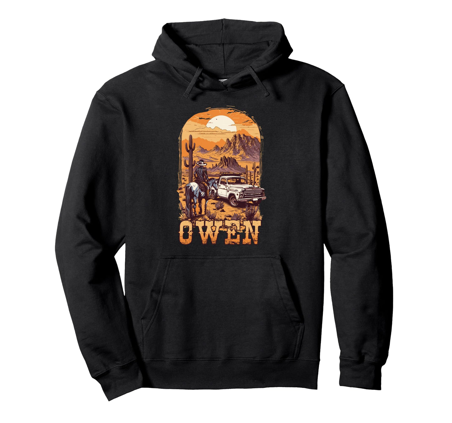 Western Country Cowboy Owen Hoodie - Fun Novelty Design Unisex - T-Shirt, Sweatshirt, Hoodie