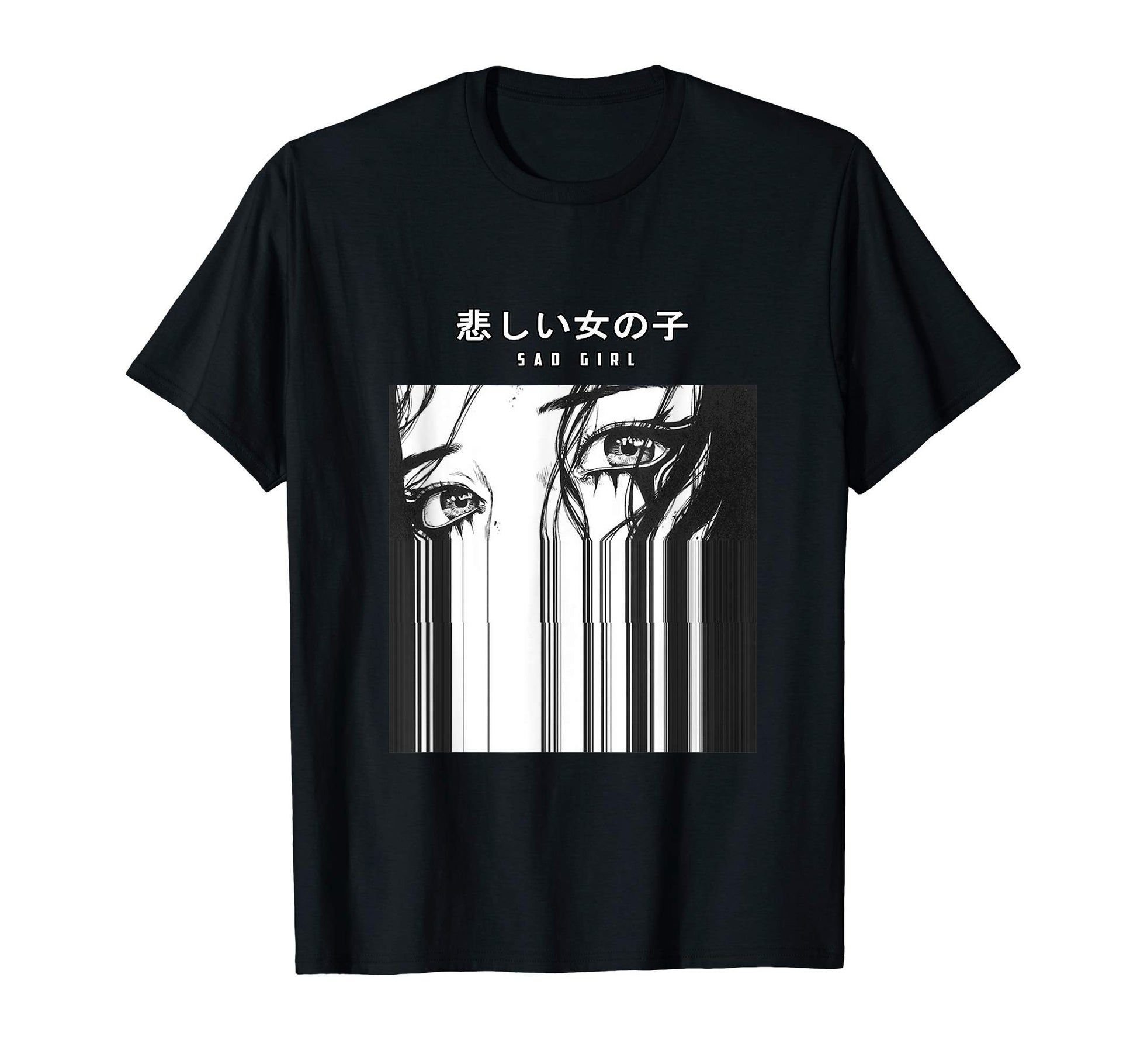 Sad Japanese Text Glitch Vaporwave Anime T-Shirt - Unique Graphic Unisex - T-Shirt, Sweatshirt, Hoodie