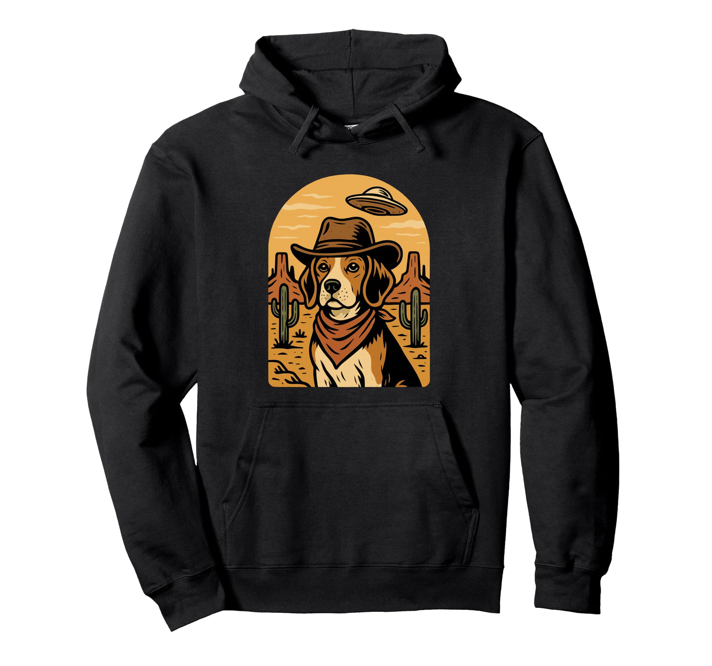 Western Beagle Cowboy Ufo Dogs Lovers Hoodie - Trendy Graphic Unisex - T-Shirt, Sweatshirt, Hoodie