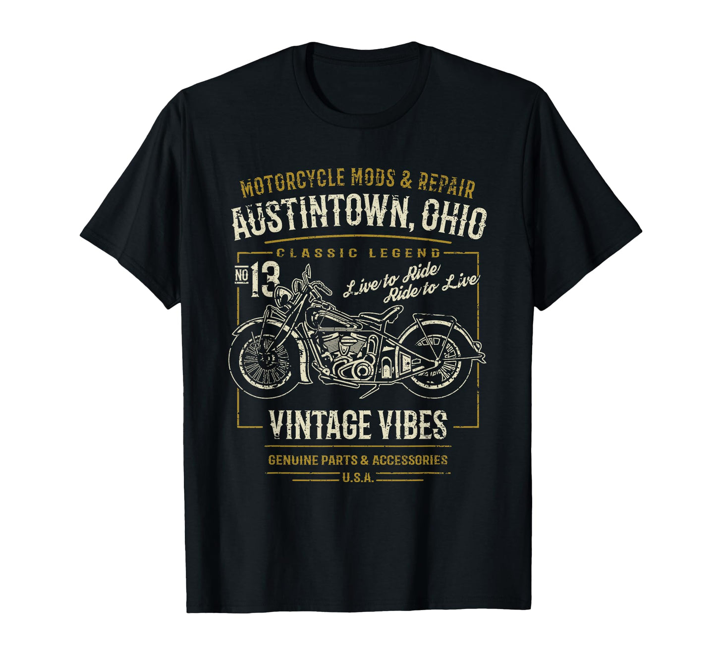 Austintown Oh Usa Distressed Motorcycle T-Shirt - Novelty Apparel Men Women - T-Shirt, Sweatshirt, Hoodie