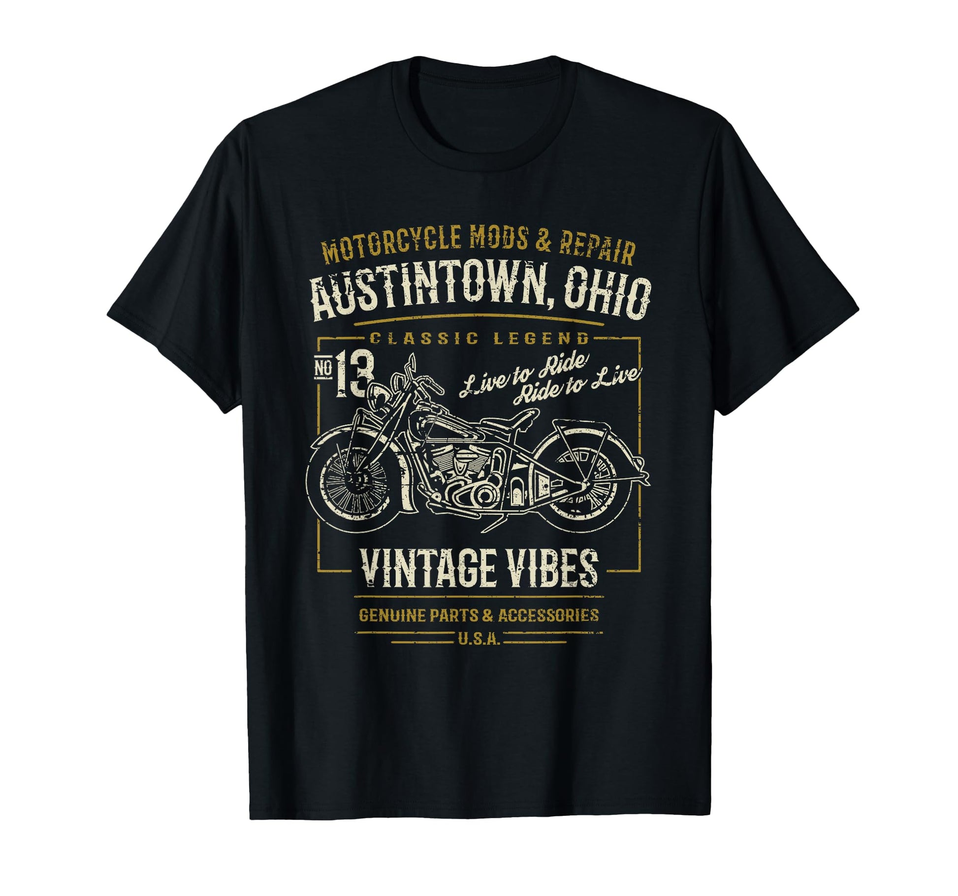 Austintown Oh Usa Distressed Motorcycle T-Shirt - Novelty Apparel Men Women - T-Shirt, Sweatshirt, Hoodie