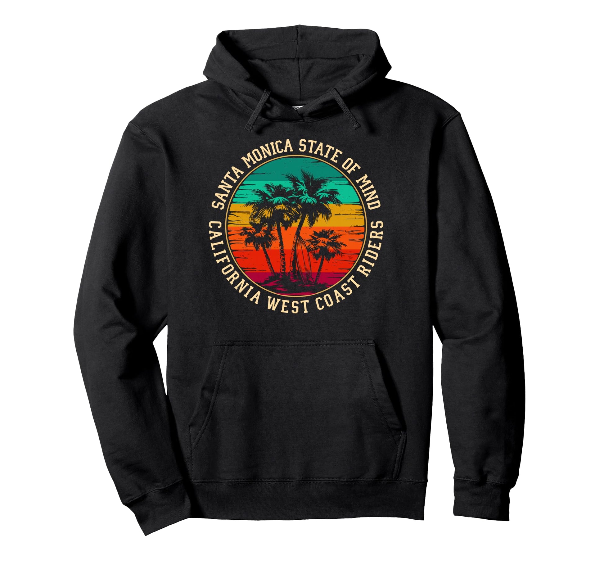 Santa Monica West Coast Surf Rider Hoodie - Aesthetic Graphic Unisex - T-Shirt, Sweatshirt, Hoodie