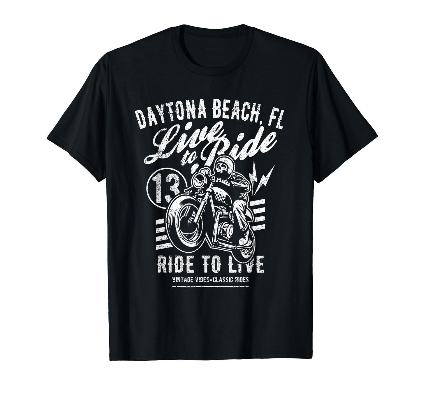Daytona Beach Florida Motorcycle Skull T-Shirt - Graphic Print for Adults - T-Shirt, Sweatshirt, Hoodie
