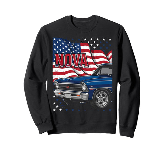 1966 1967 Nova Ss Patriotic Sweatshirt - Fun Novelty Design for Adults - T-Shirt, Sweatshirt, Hoodie