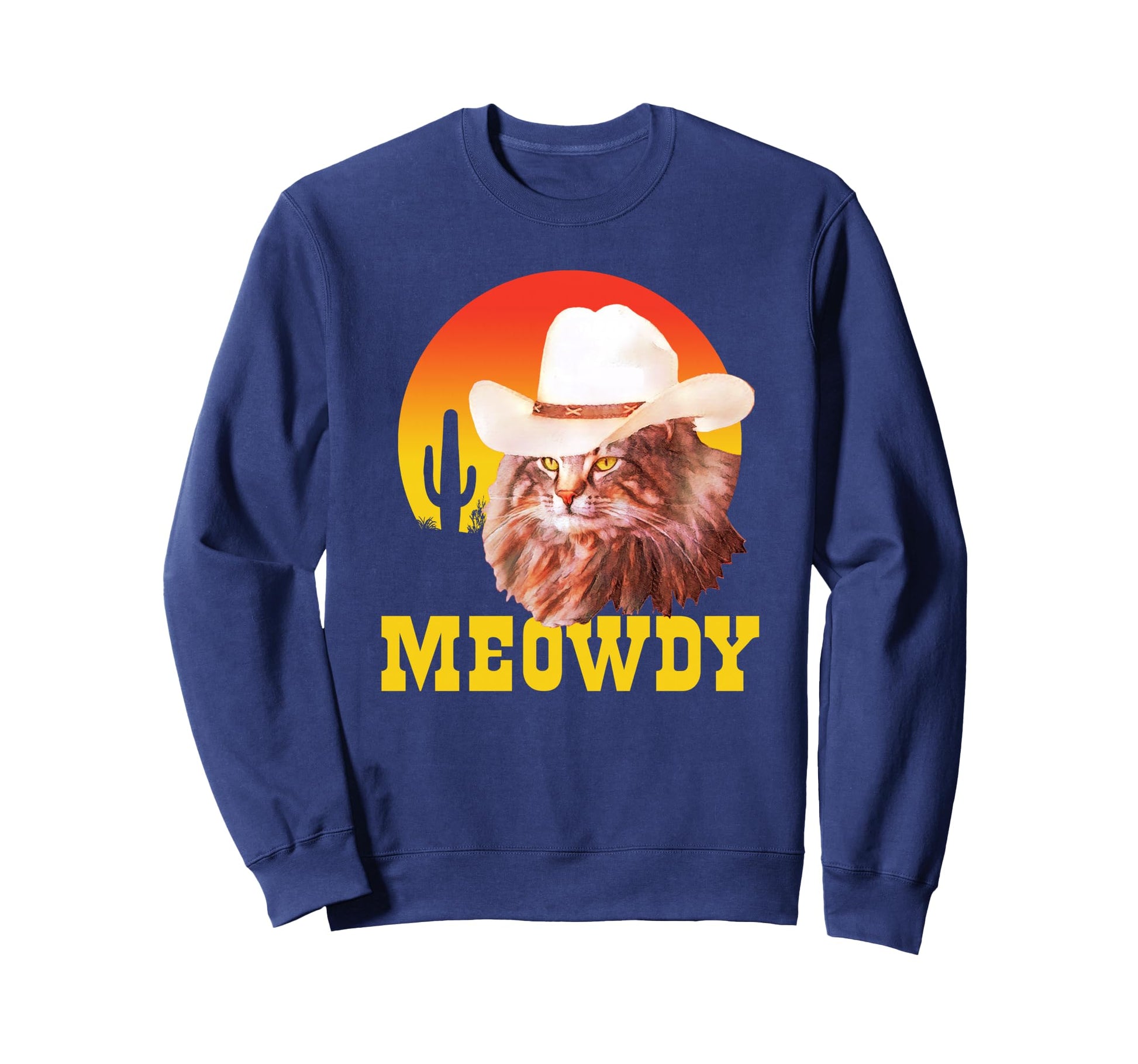 Meowdy Funny Country Music Cat Cowboy Sweatshirt - Minimalist Print Unisex - T-Shirt, Sweatshirt, Hoodie