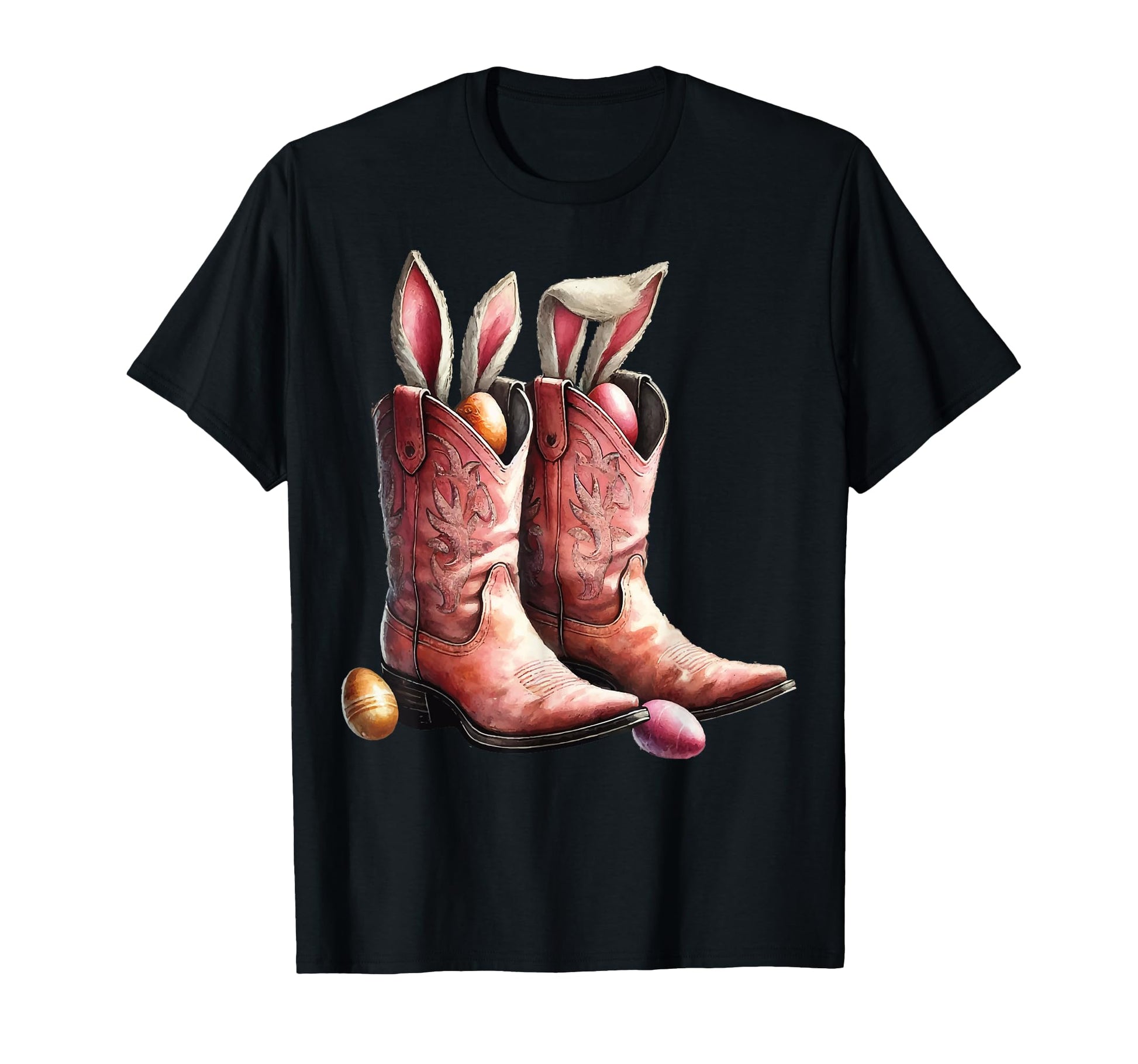 Easter Cowboy Boots Eggs Rabbit T-Shirt - Minimalist Print Unisex - T-Shirt, Sweatshirt, Hoodie