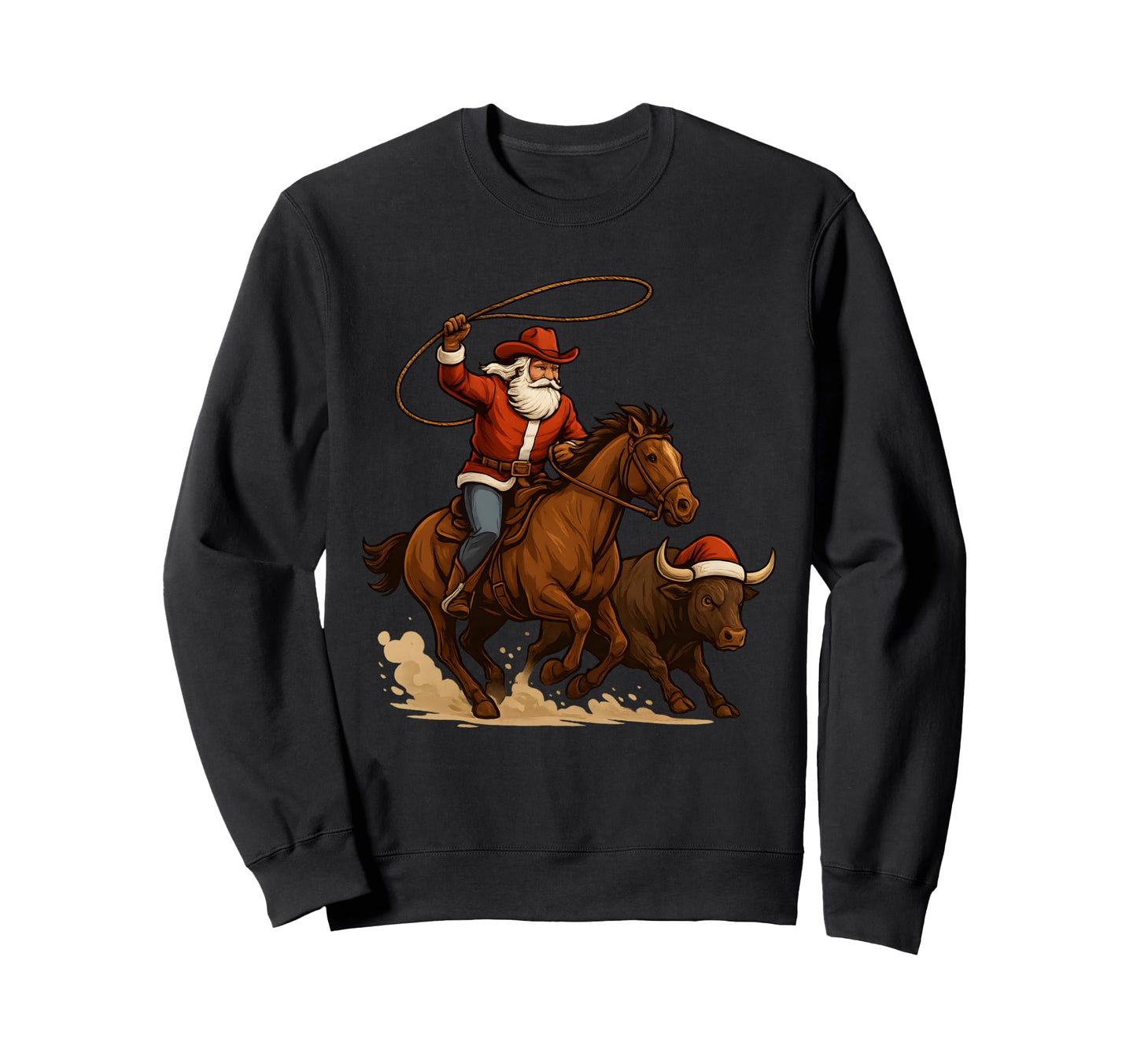 Santa Claus Cowboy Western Pajamas Sweatshirt - Aesthetic Graphic Men Women - T-Shirt, Sweatshirt, Hoodie