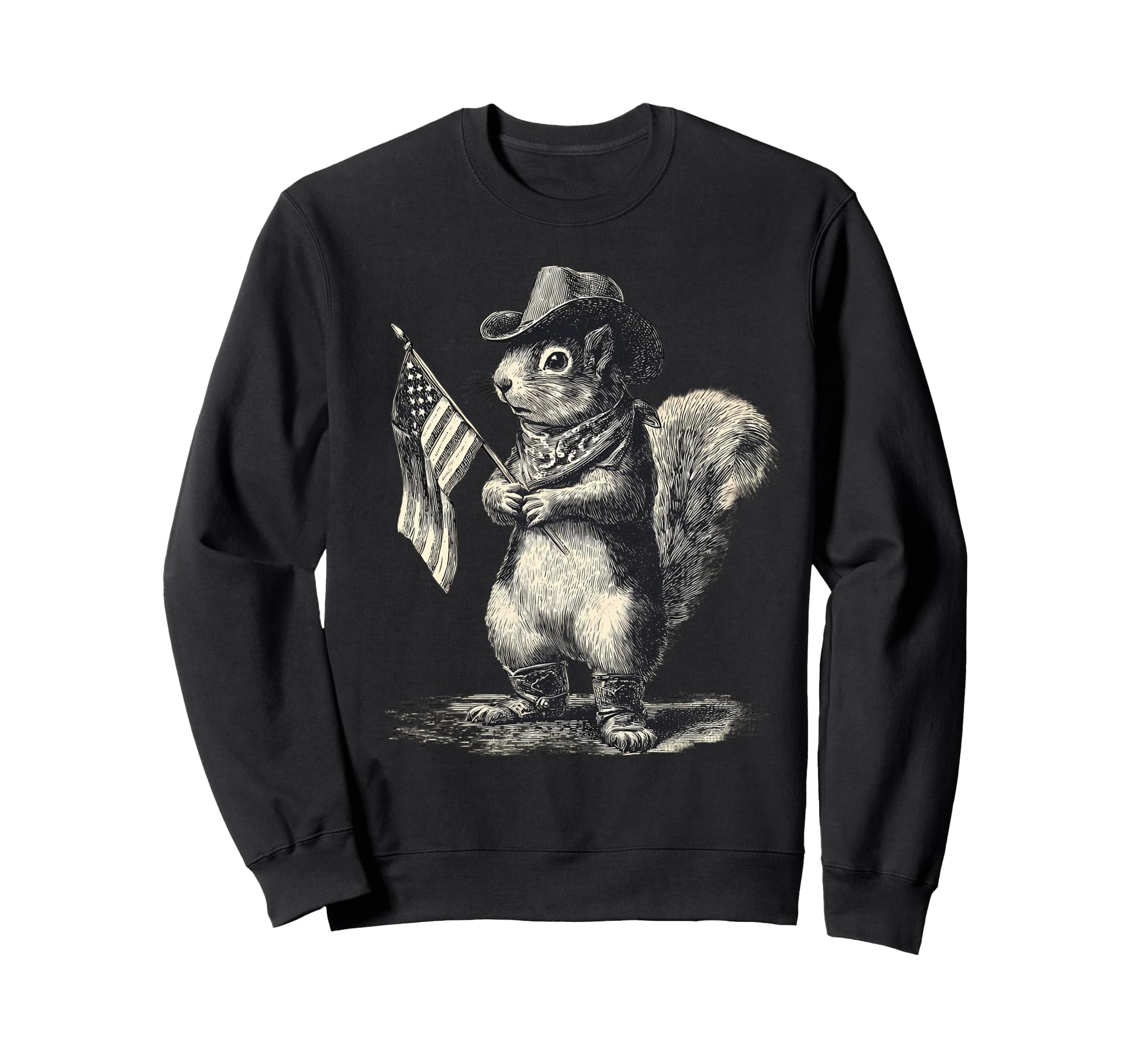 Squirrel Cowboy Rodeo Cowgirl Western Sweatshirt - Trendy Graphic Unisex - T-Shirt, Sweatshirt, Hoodie