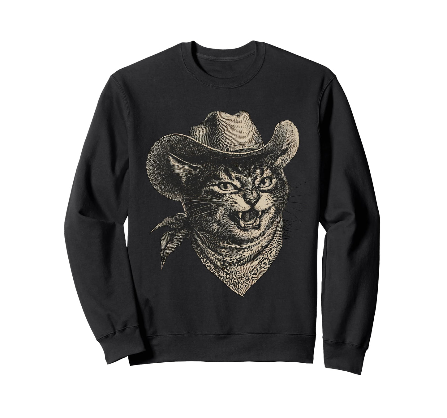 Cat Cowboy Western Country Cowgirl Funny Sweatshirt - Graphic Print Unisex - T-Shirt, Sweatshirt, Hoodie