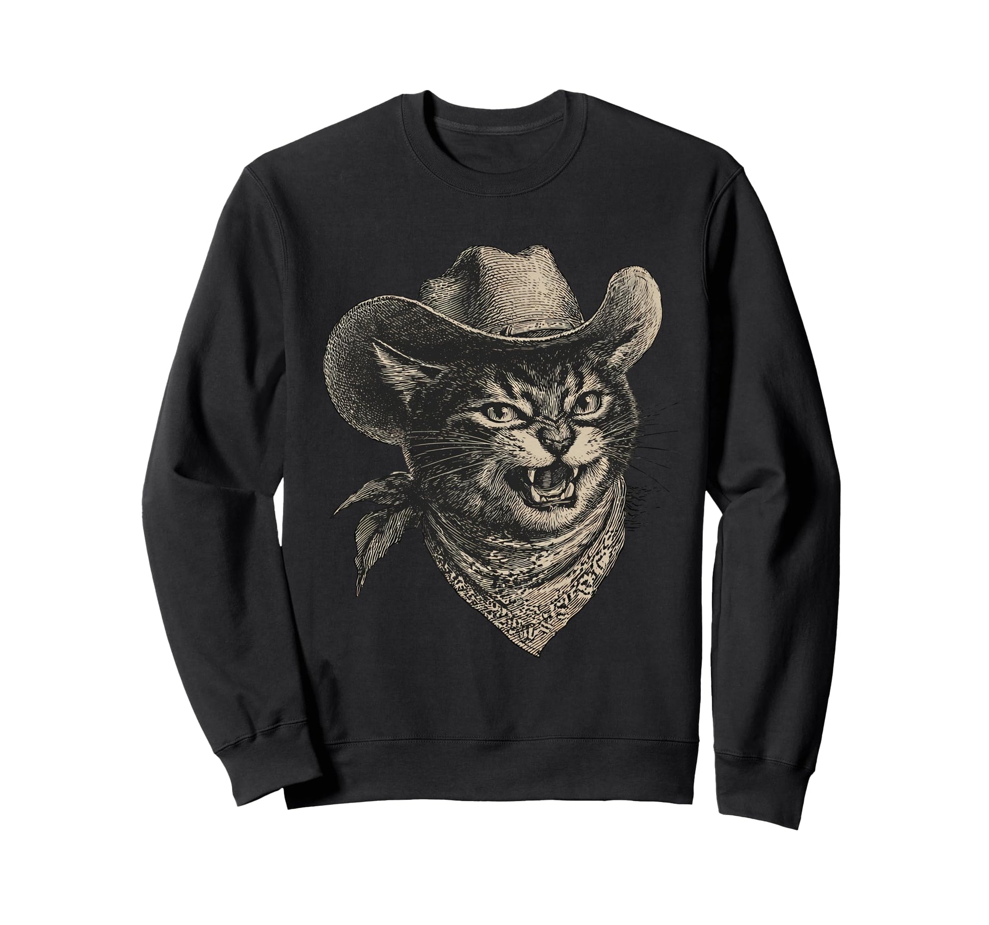 Cat Cowboy Western Country Cowgirl Funny Sweatshirt - Graphic Print Unisex - T-Shirt, Sweatshirt, Hoodie
