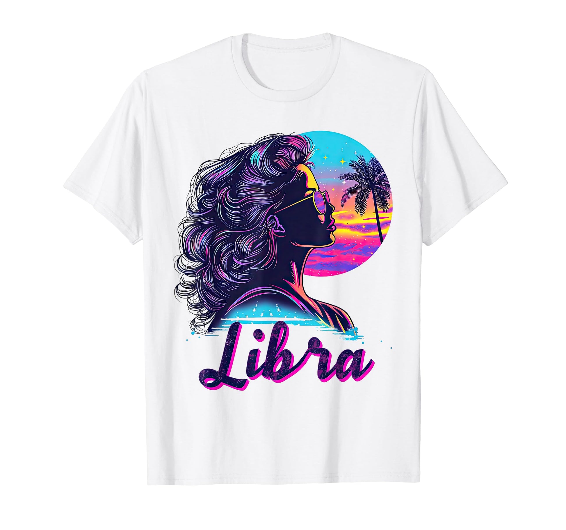 Libra Zodiac Sign Beach Vaporwave T-Shirt - Graphic Print Men Women - T-Shirt, Sweatshirt, Hoodie