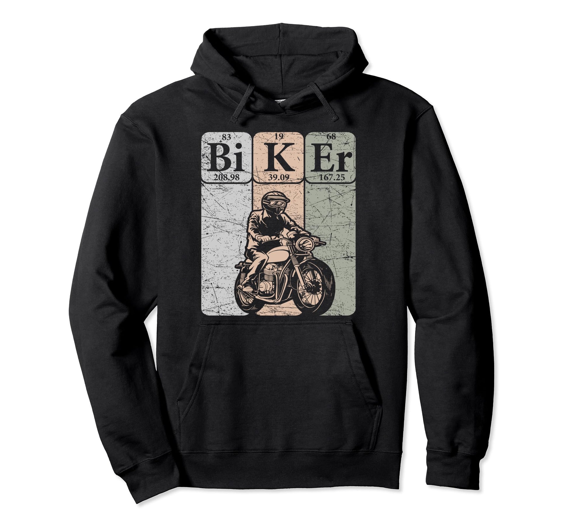 Biker Periodic Table Elements Motorcycle Hoodie - Aesthetic Graphic Unisex - T-Shirt, Sweatshirt, Hoodie