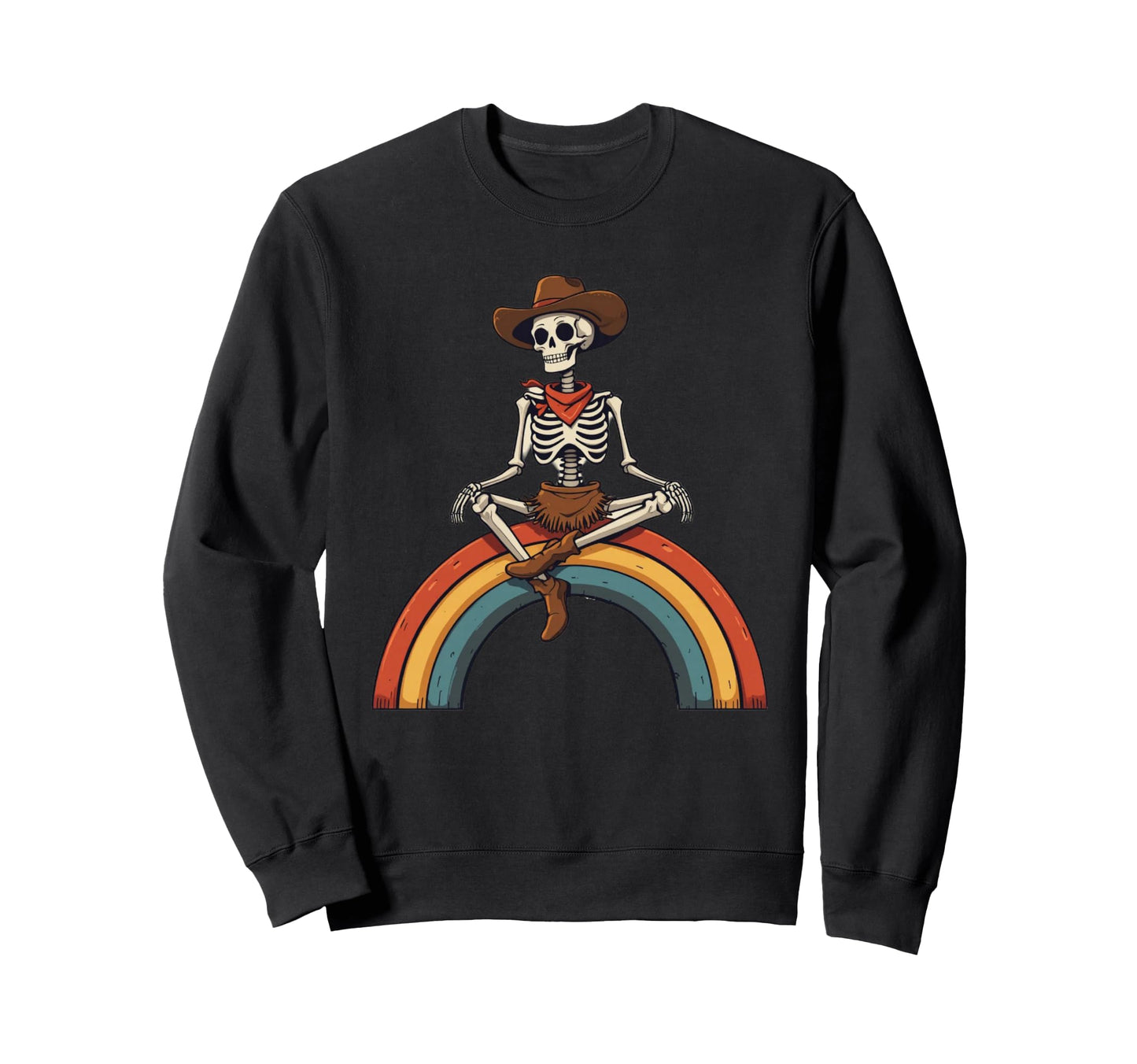 Rainbow Cowboy Cowgirl Skeleton Wild Sweatshirt - Unique Graphic Men Women - T-Shirt, Sweatshirt, Hoodie