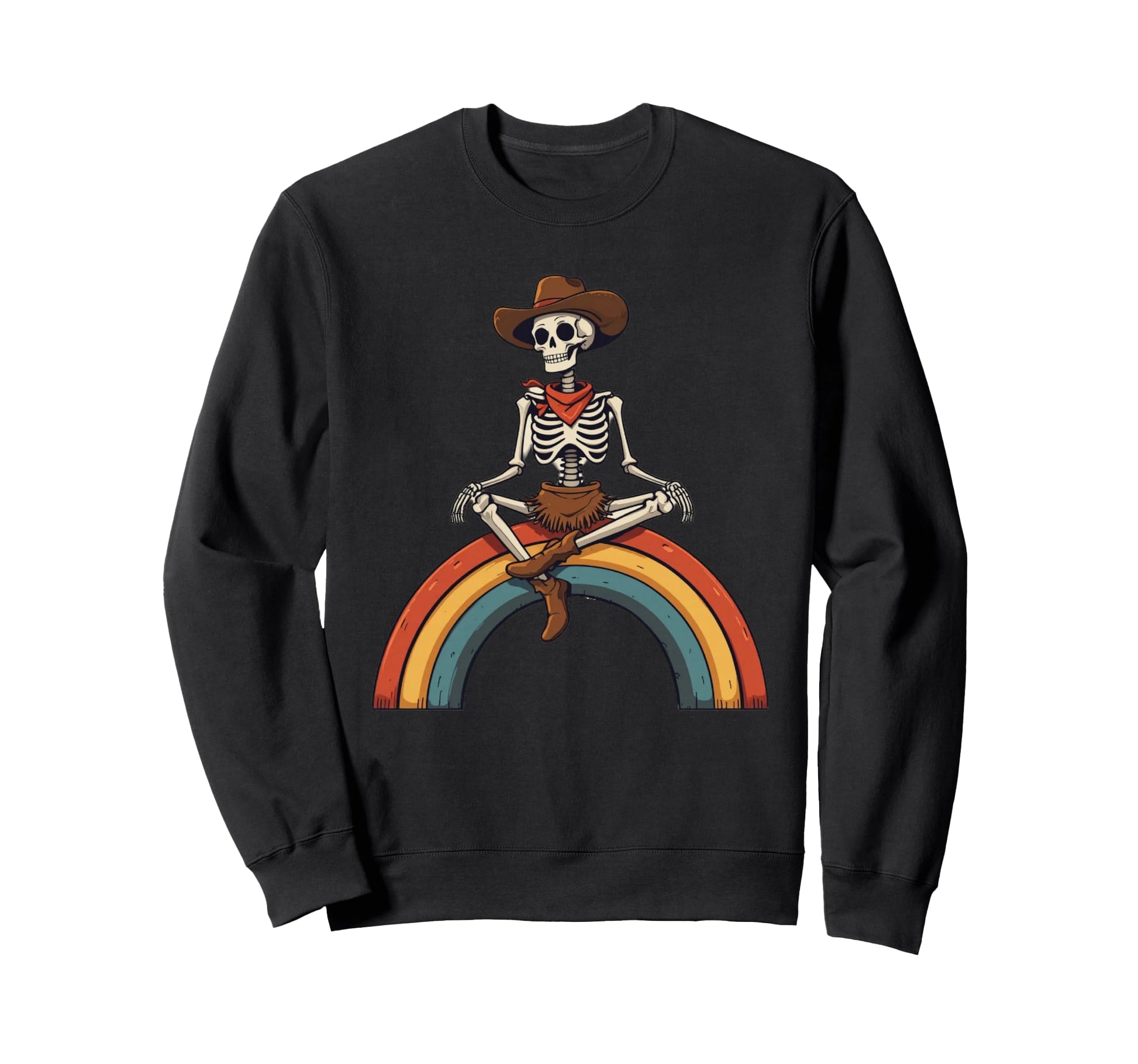 Rainbow Cowboy Cowgirl Skeleton Wild Sweatshirt - Unique Graphic Men Women - T-Shirt, Sweatshirt, Hoodie