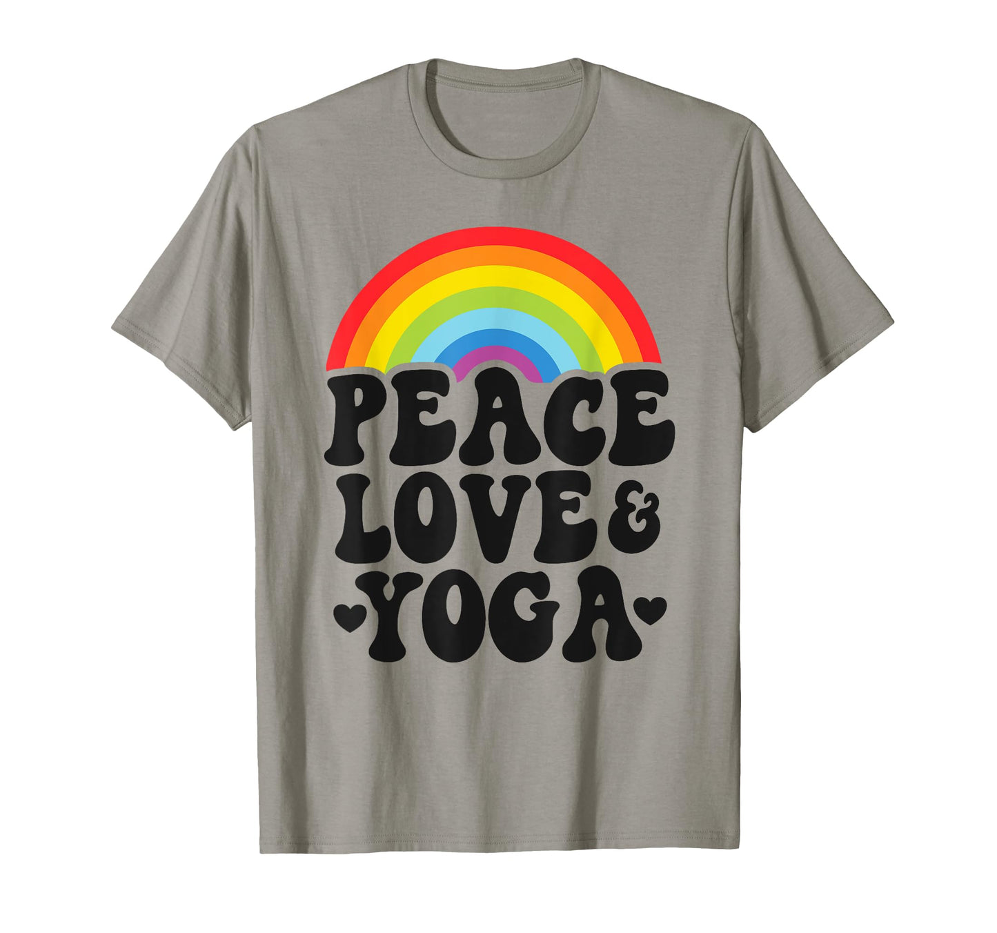 Peace Love Yoga Rainbow Hippie Yoga T-Shirt - Minimalist Print for Adults - T-Shirt, Sweatshirt, Hoodie